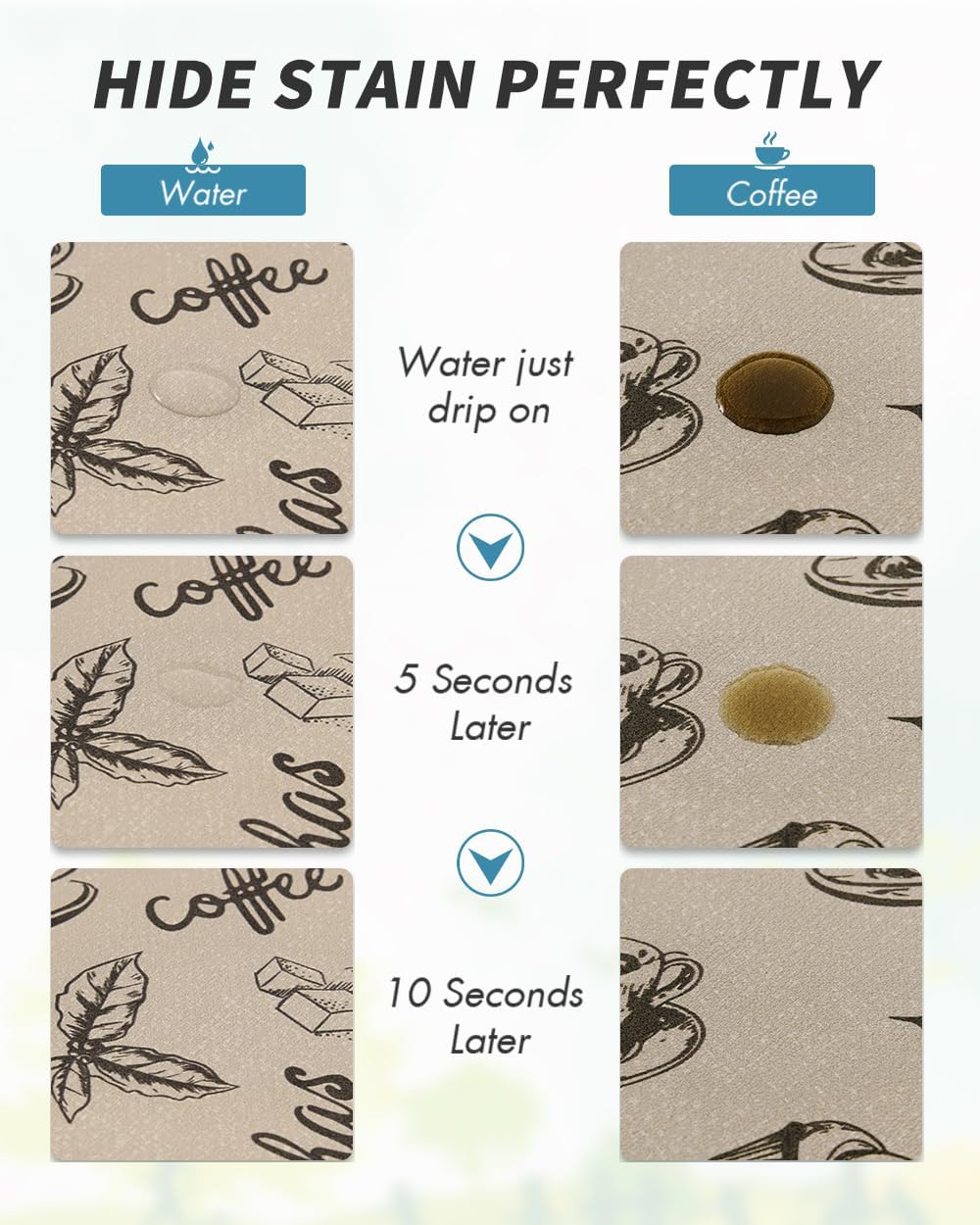 AMOAMI Coffee Mat Hide Stain Rubber Backed Absorbent Dish Drying Mat for Kitchen Counter - Fits