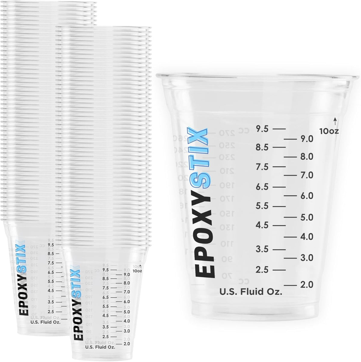 [50 Pack] NEW SIZE 12oz Graduated Mixing Cups - Durable PET, Clear Measurement Markings in oz, mL