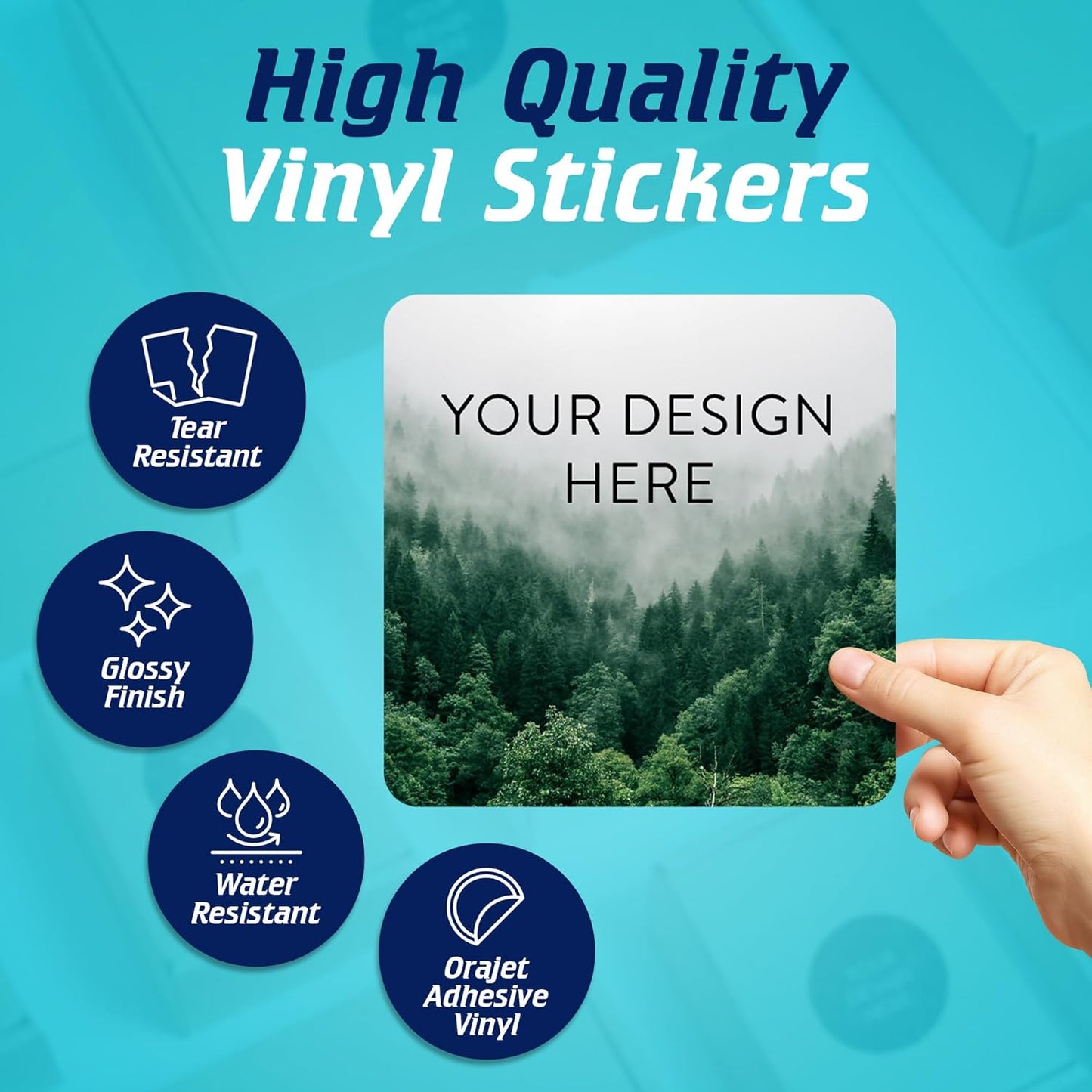 100 Custom Vinyl Stickers - Upload Your own Image, Text, Design, Logo - Personalized Logo Labels