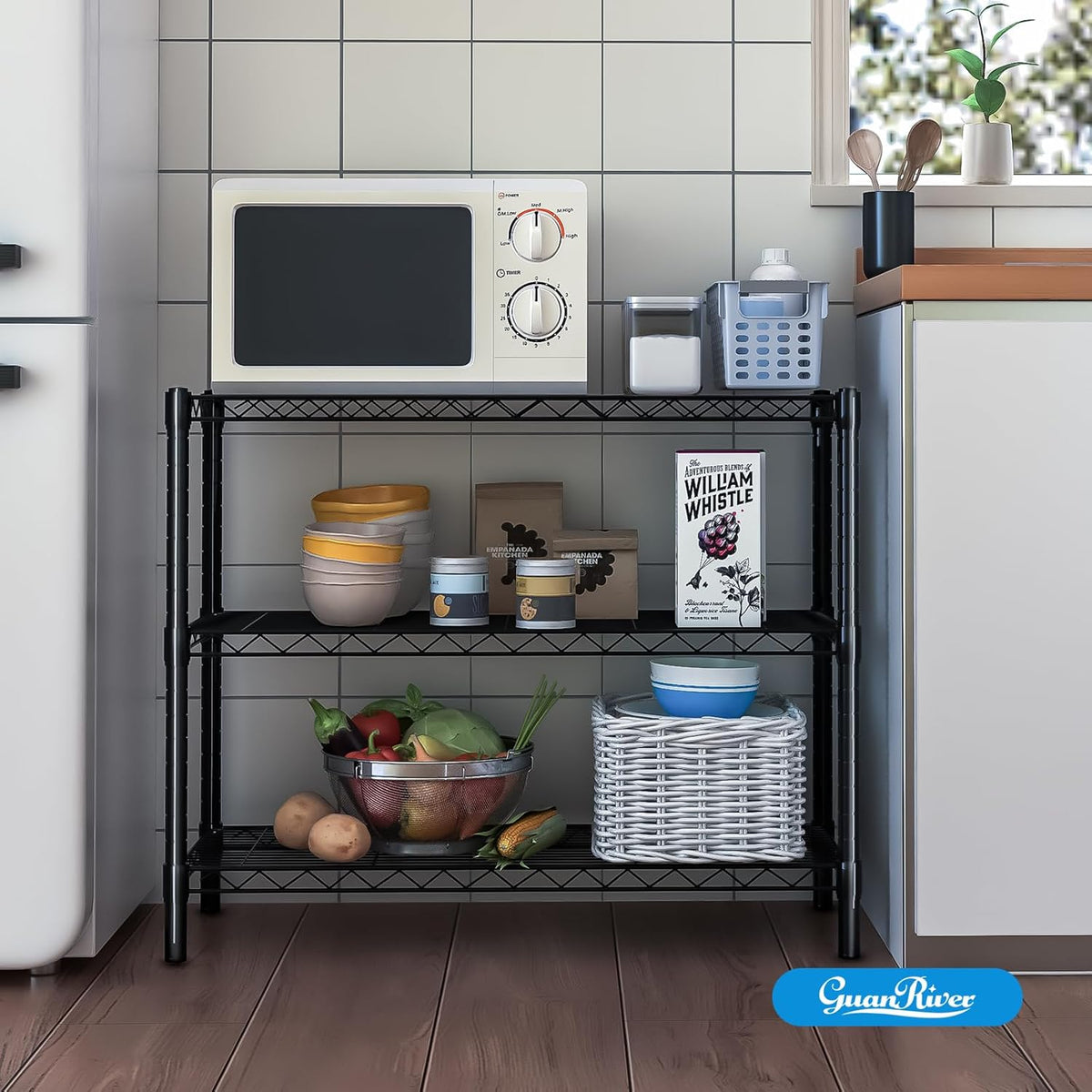 3-Shelf Adjustable Metal Shelf Wire Shelving Unit Storage Rack Display Shelf for