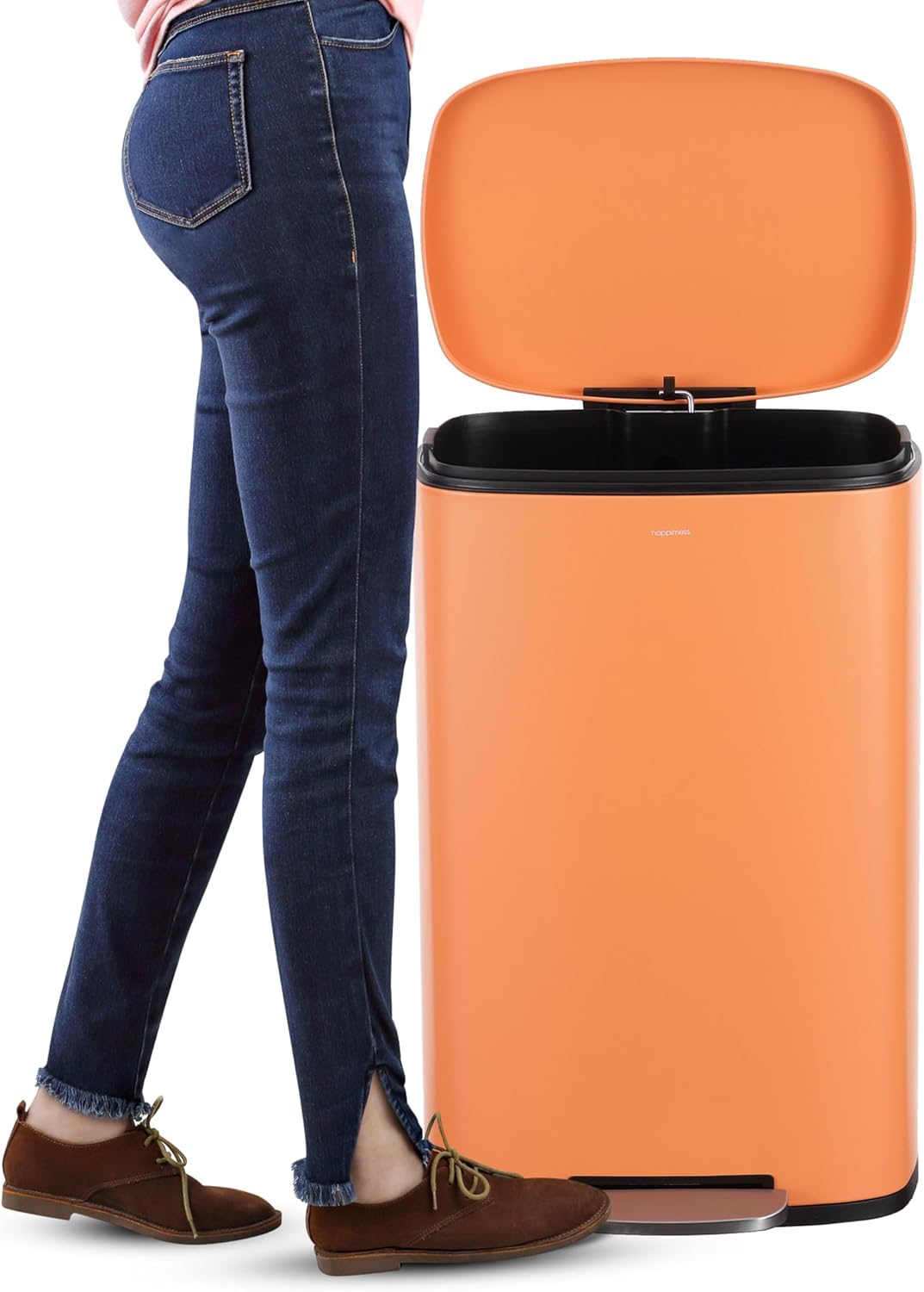 happimess HPM1006K Connor Rectangular 13.2-Gallon Trash Can with Soft-Close Lid and Free Mini Trash