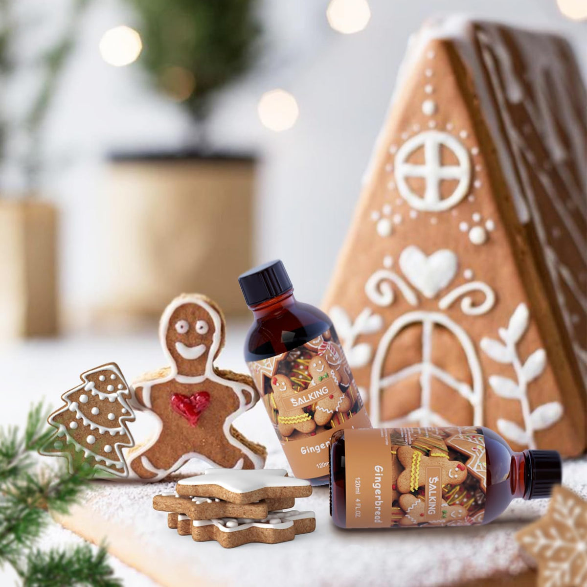 SALKING Gingerbread Fragrance Oil, 120ml (4 Fl Oz) Premium Essential Oils for Diffuser, Candle