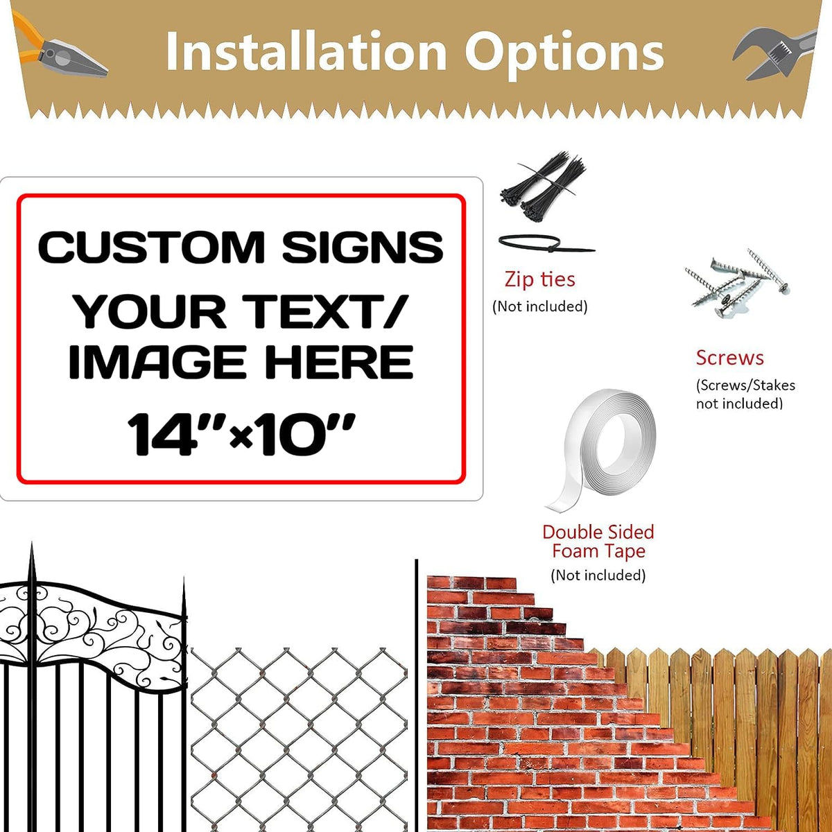 Personalized Aluminum Weatherproof Metal Signs - Custom Text & Picture, Multiple Sizes, Hazard