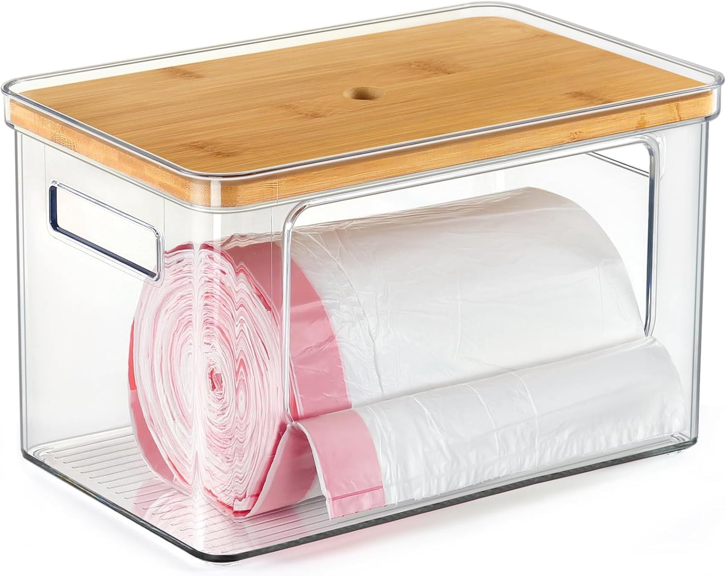 Hudgan Stackable Storage with Bamboo Top for Laundry Room Organization, Extra Large Trash