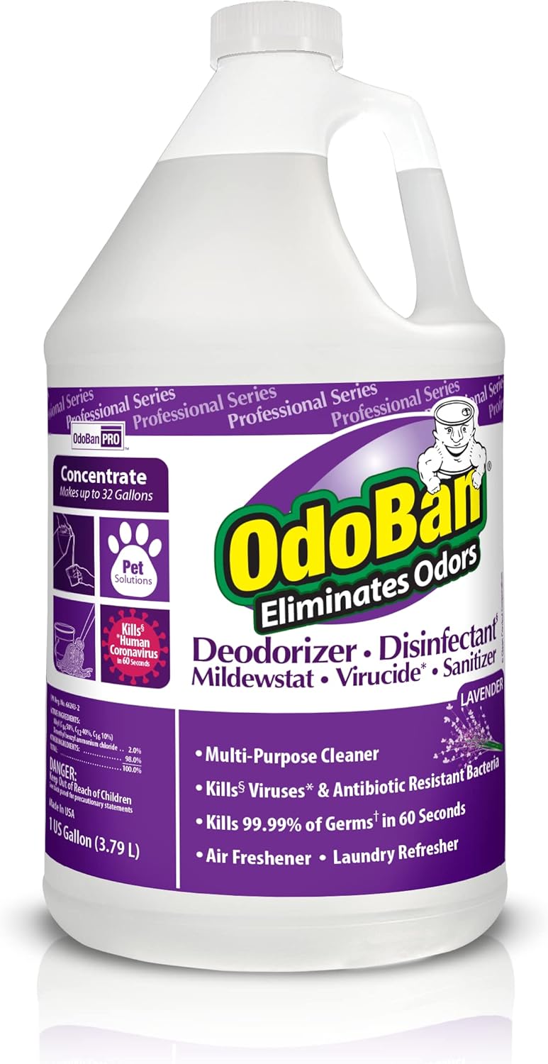 OdoBan Professional Disinfectant and Odor Eliminator Concentrate, Made in the USA, Lavender Scent