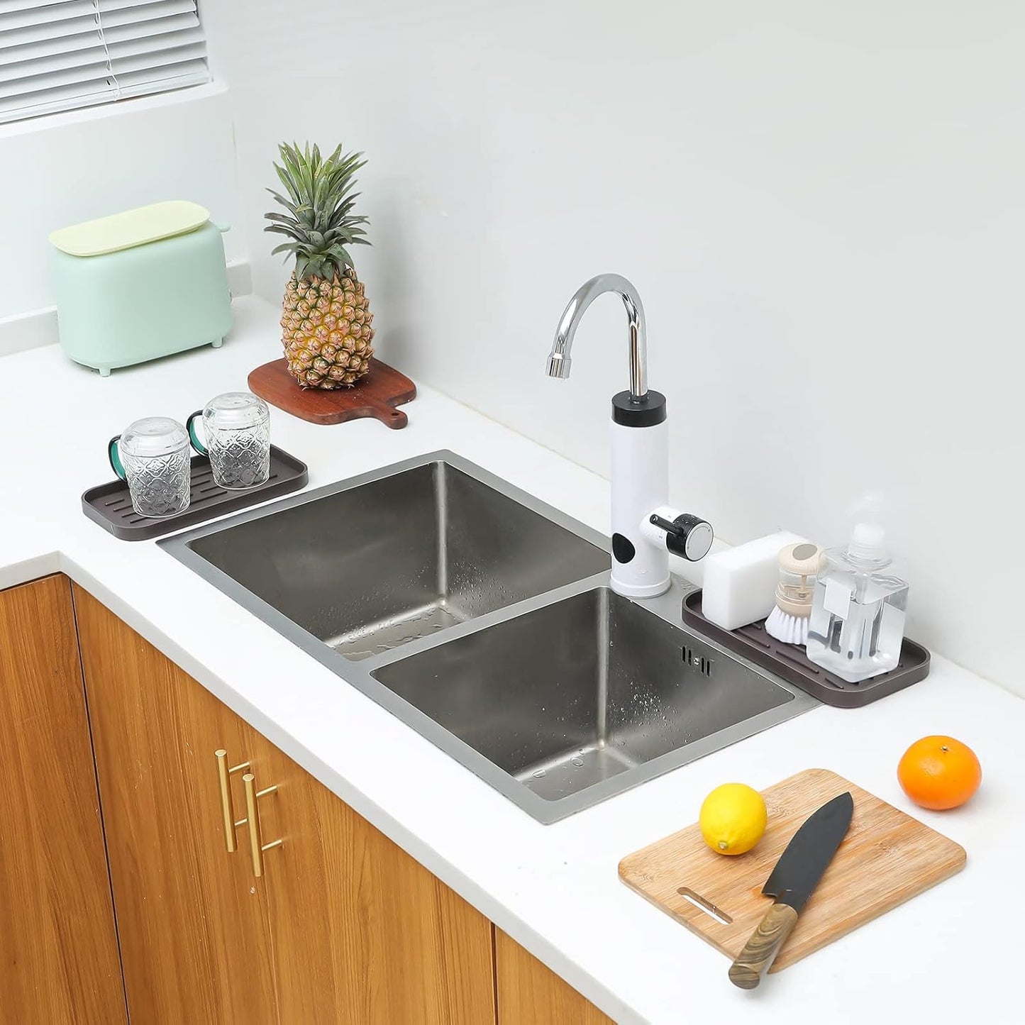 Silicone Kitchen Sink Organizer Tray for Multiple Usage,Eco-Friendly Sponges Holder for Kitchen