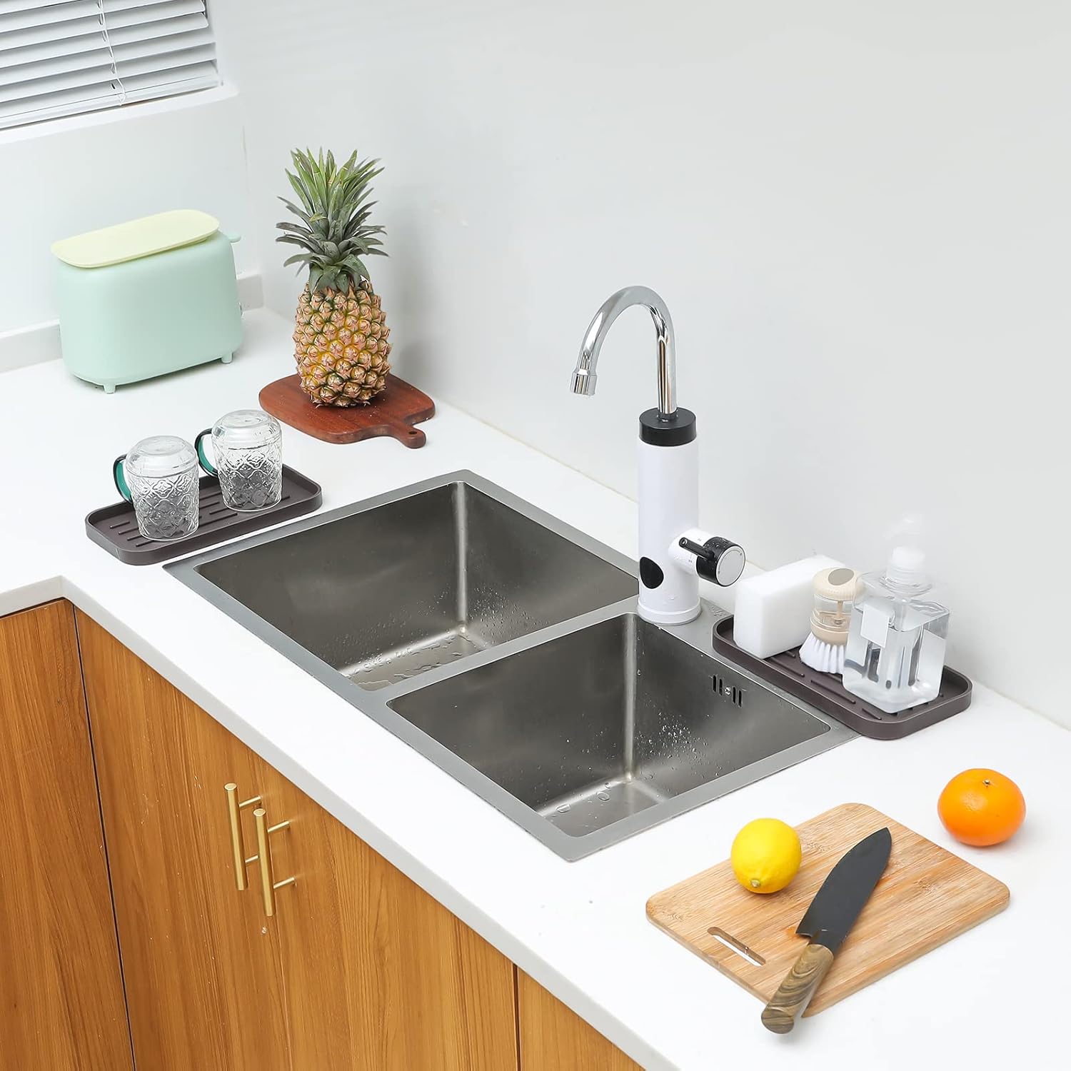 Silicone Kitchen Sink Organizer Tray for Multiple Usage,Eco-Friendly Sponges Holder for Kitchen