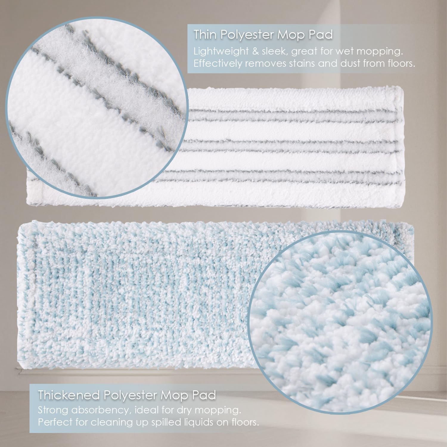 Dust Mop for Floor Cleaning,Magnetic Floor Flat Mop with 2 Washable Pads -Extendable 64‘’ Iron