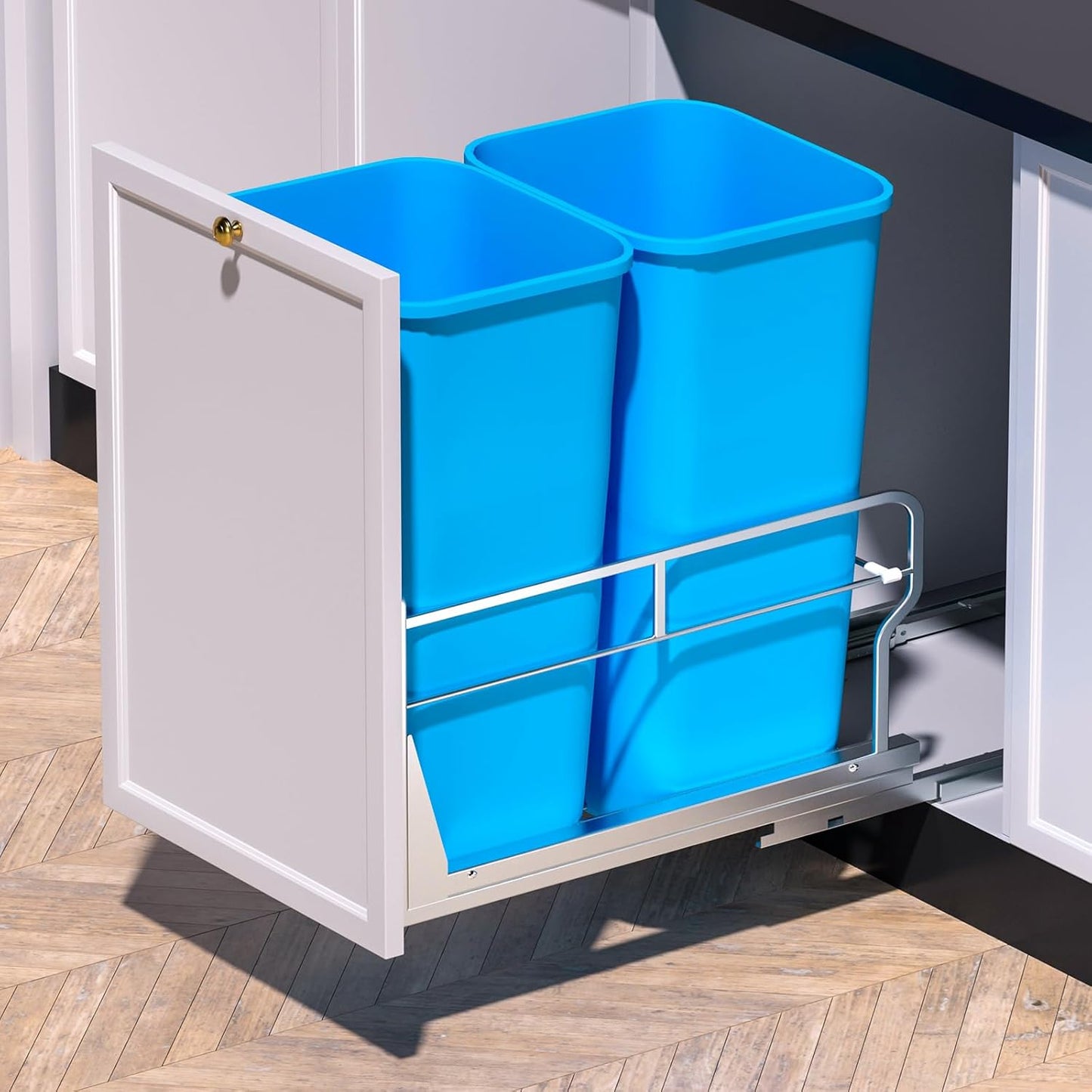 Insputer Dual Pull Out Trash Can Under Cabinet with Soft-Close Slides, Heavy Duty Under Sink Trash