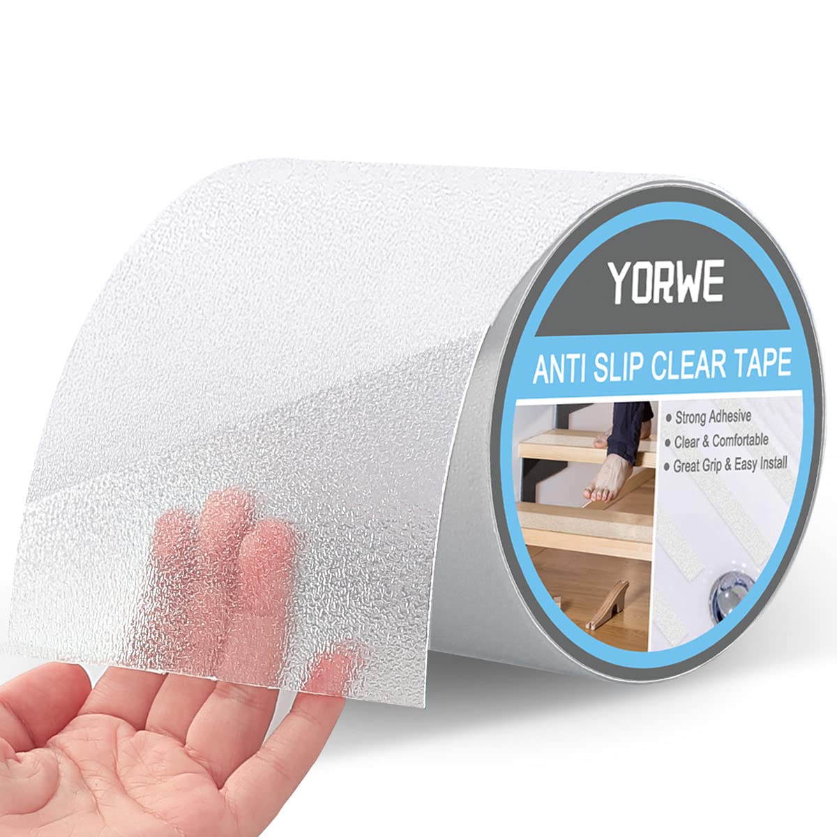 Anti Slip Tape Transparent, More Clear and Comfortable Safety Track Tape (6" Width x 190" Long