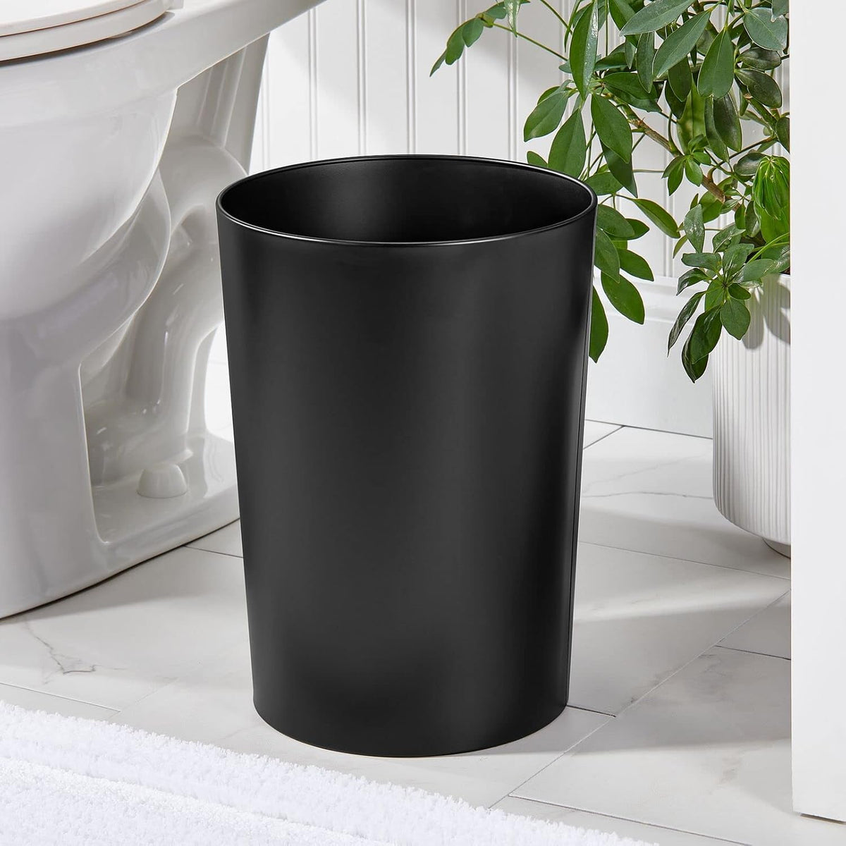 mDesign Stainless Steel Round Metal Trash Can, Small 4 Gallon Wastebasket, Garbage Basket Bin for
