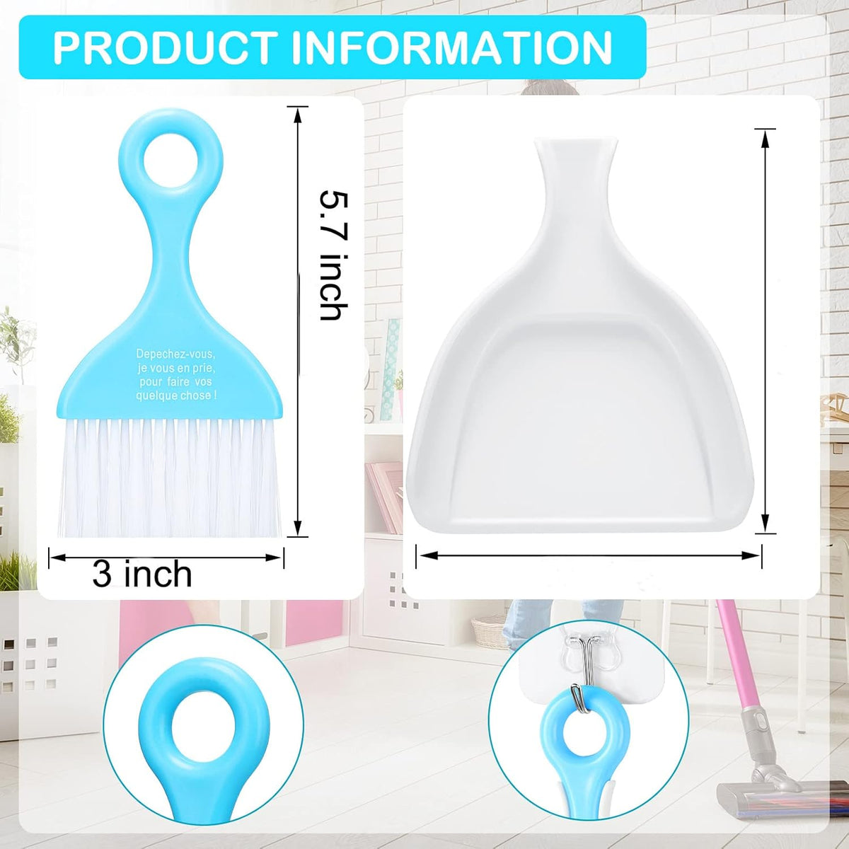 CHENGU 3 Pcs Mini Dustpan Set Brush for Table Whisk Brooms Small Dustpan Broom Set Mini Dust Pans