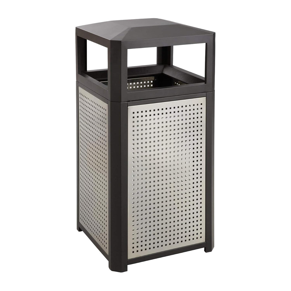 Safco Evos Steel Trash Can, 38 Gallons, Indoor and Outdoor Use, Commercial Garbage Can with Plastic