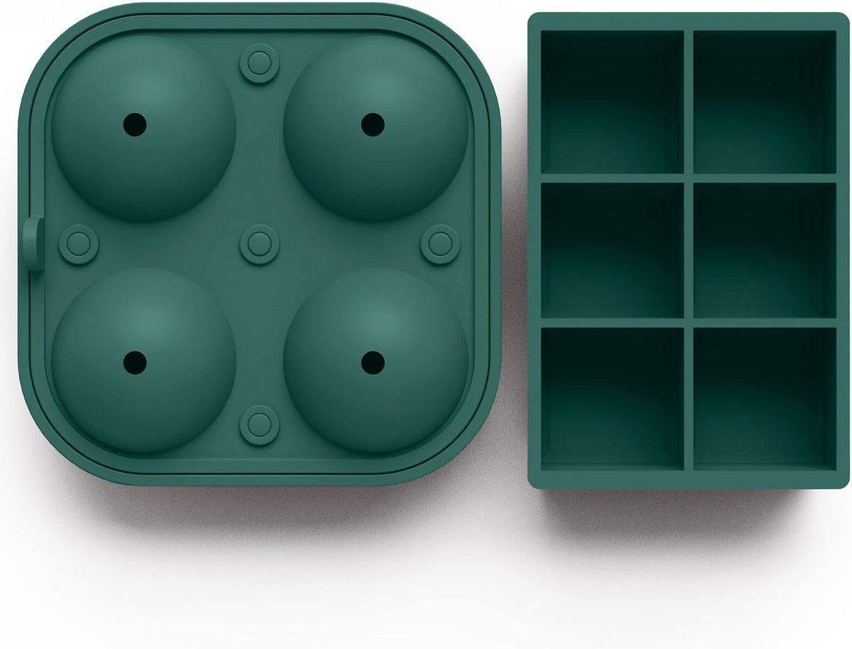 glacio Ball Ice Cube Tray and Big Ice Cube Molds for Whiskey, Slow-Melting, 100% Silicone