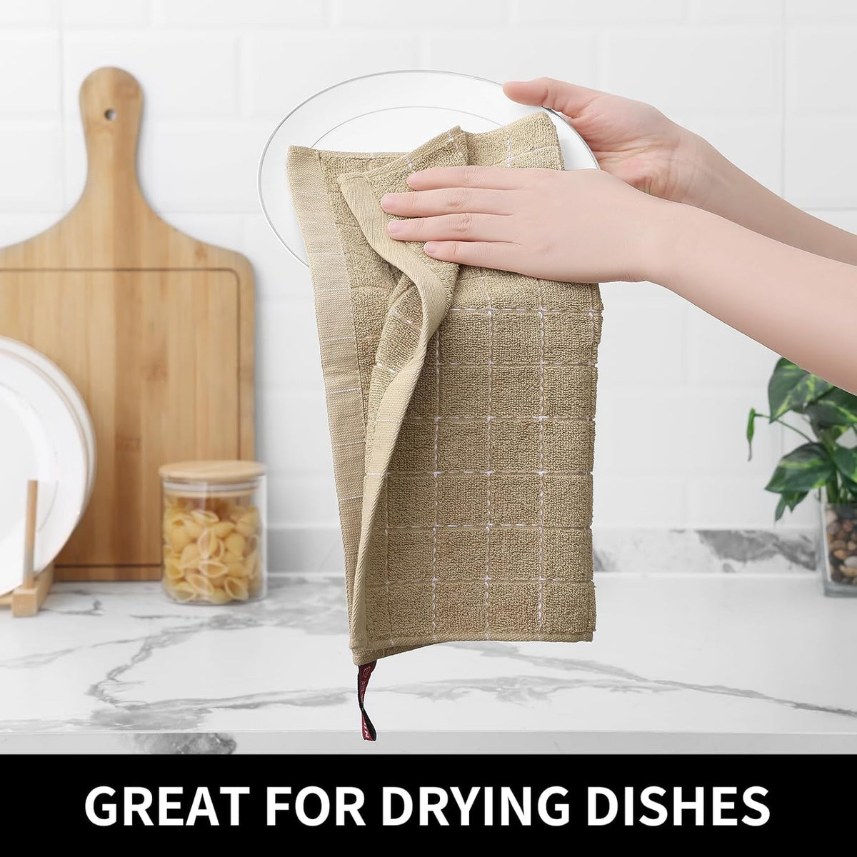 Homaxy 100% Cotton Terry Kitchen Dish Cloths, Ultra Soft and Absorbent Dish Towels for Kitchen
