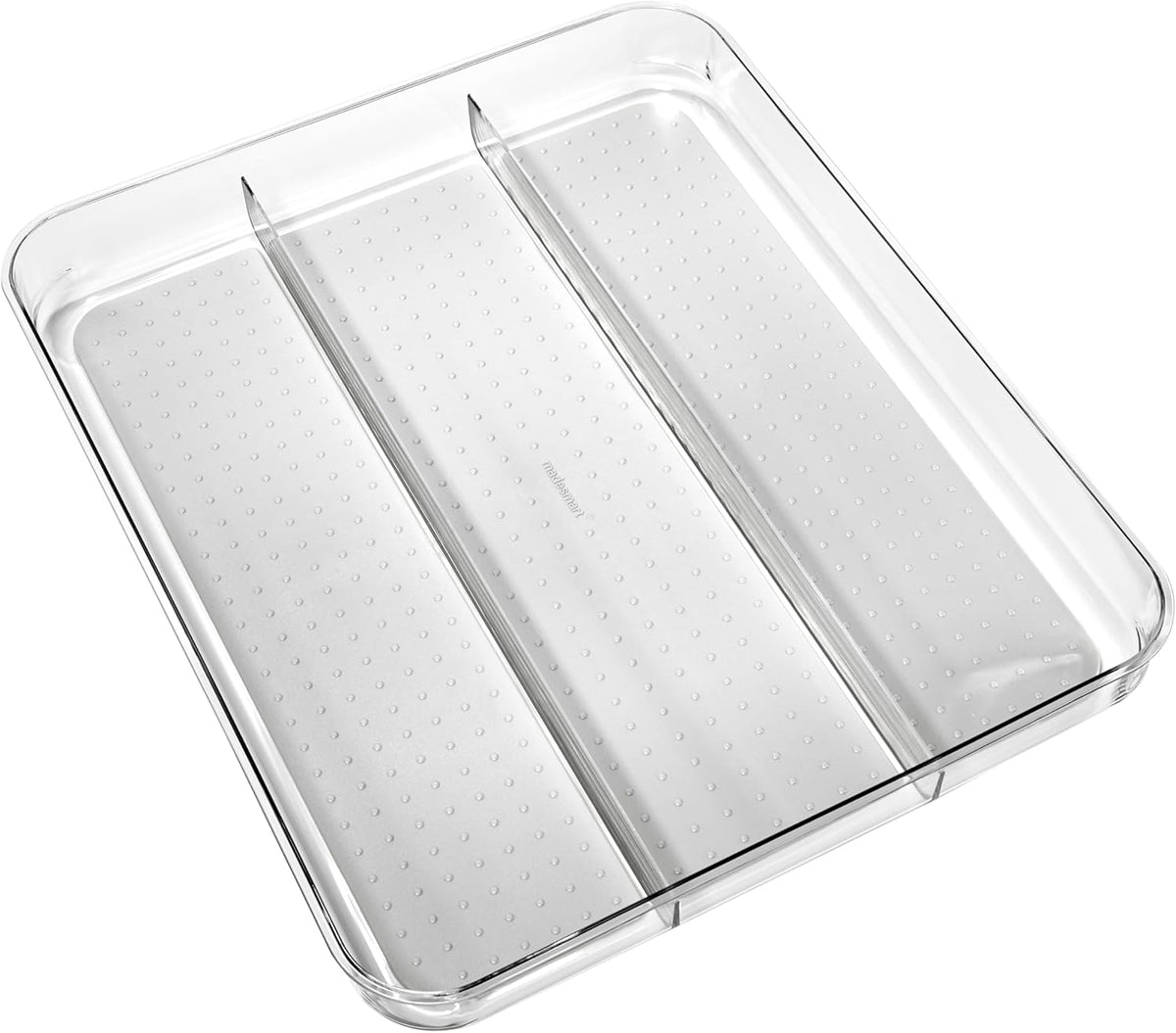 madesmart Utensil Tray - Large | Light Grey | Clear Soft Grip Collection | 3-compartment |
