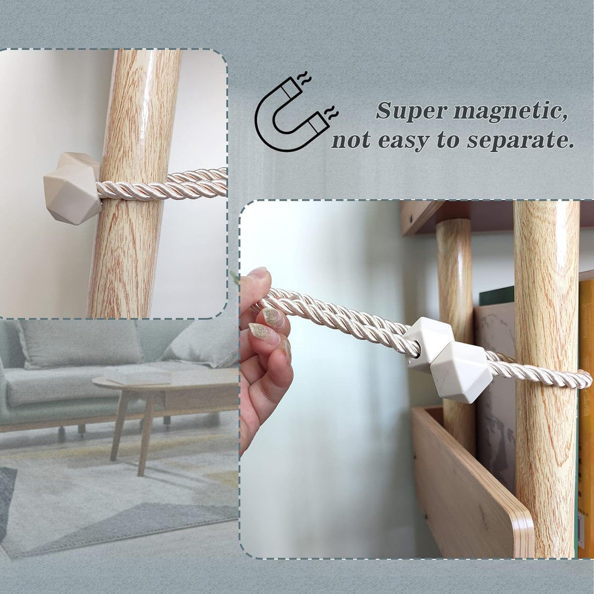 Hion Magnetic Curtain Tiebacks White 2pcs, Curtain Tiebacks Buckles Holdbacks Holders Hooks Clip