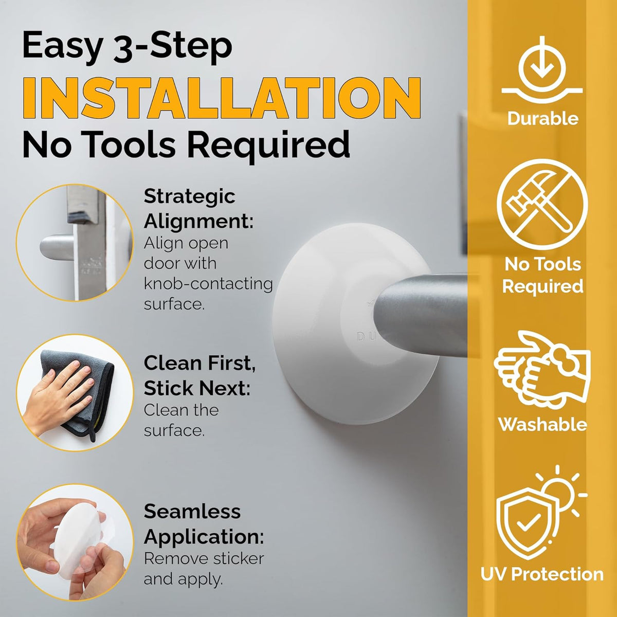 Ducki Door Stop Wall Protector | Self Adhesive Door Knob Wall Protectors from Door Knobs | Rubber