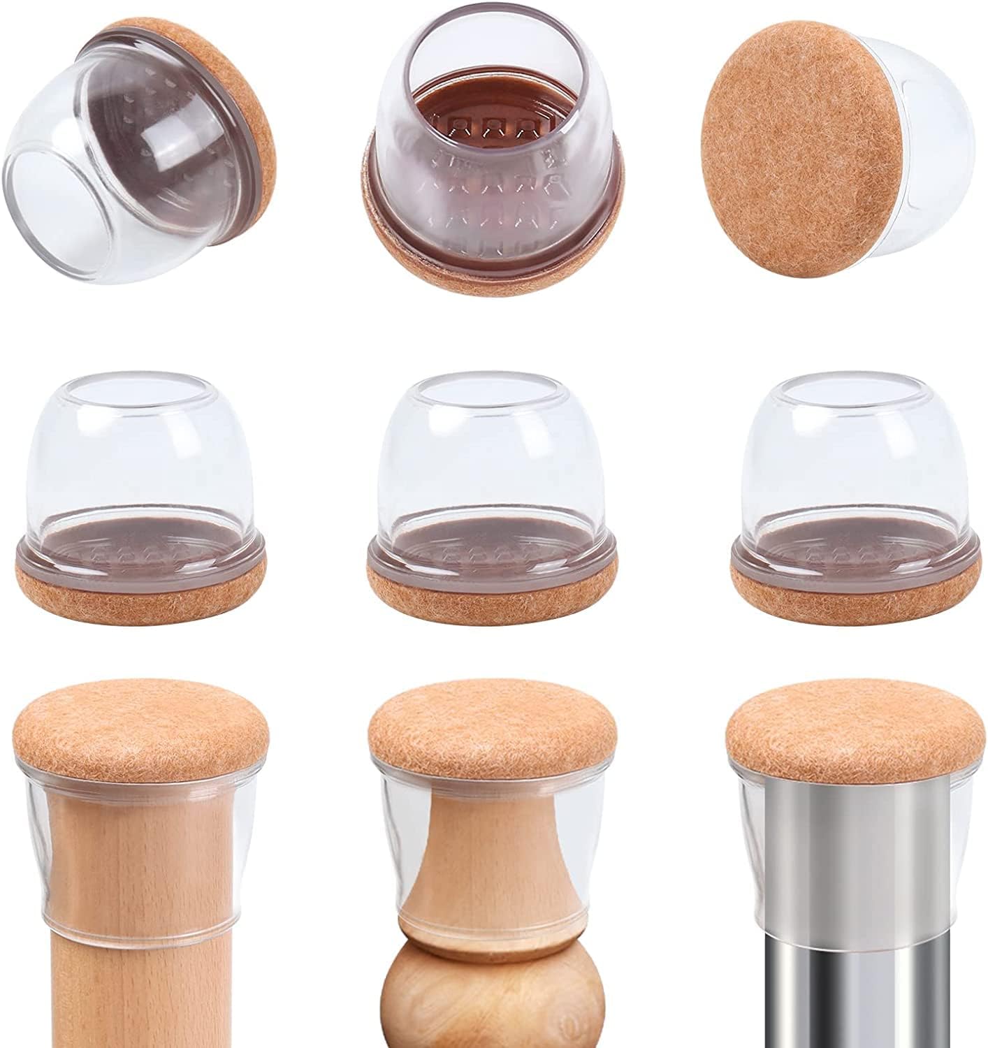 Ezprotekt 8 Pcs Extra Large Chair Leg Protectors with Felt, Silicone Felt Furniture Pads, Floor