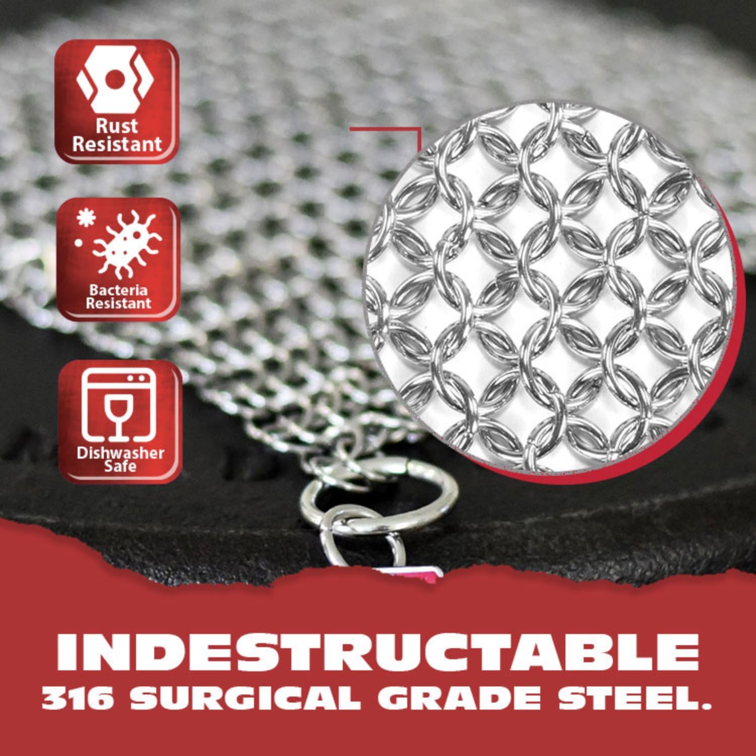Knapp Made CM Scrubber 9"x6" Small Ring Cast Iron Scrubber - Cast Iron Cleaner for Hard Anodized