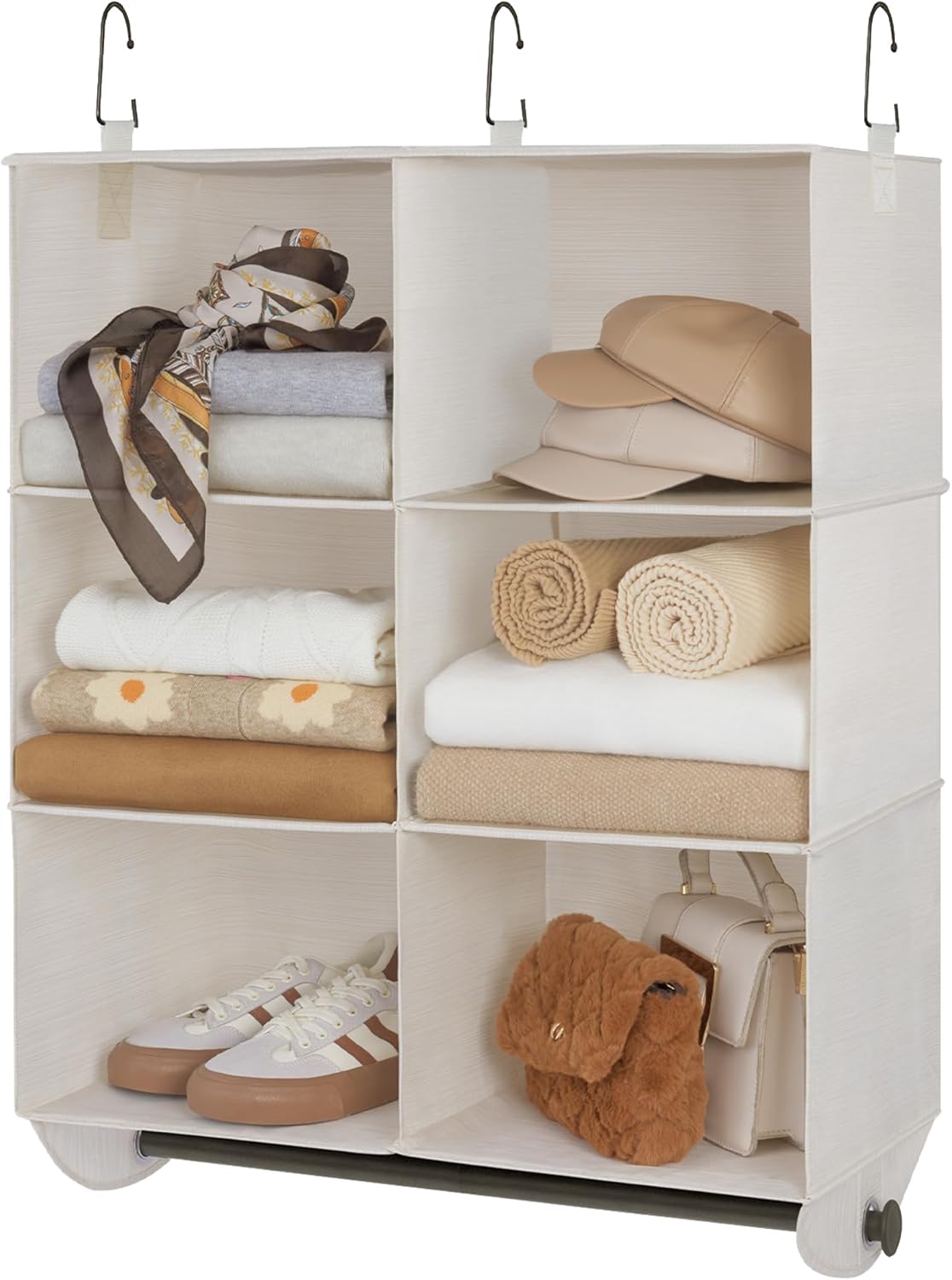StorageWorks Hanging Closet Organizer with Metal Rod, 6-Section Closet Organizers and Storage