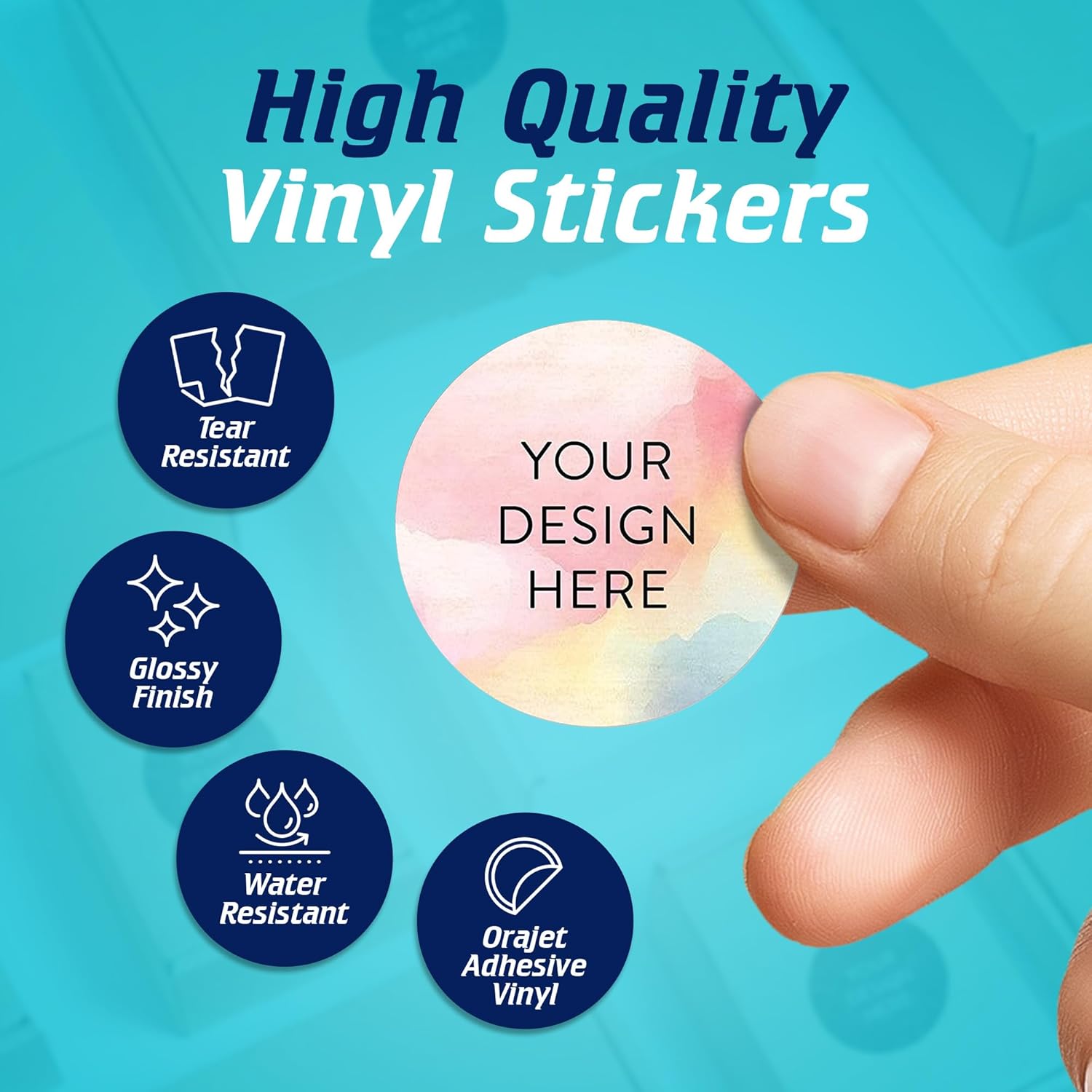 100 Custom Vinyl Stickers - Upload Your own Image, Text, Design, Logo - Personalized Logo Labels