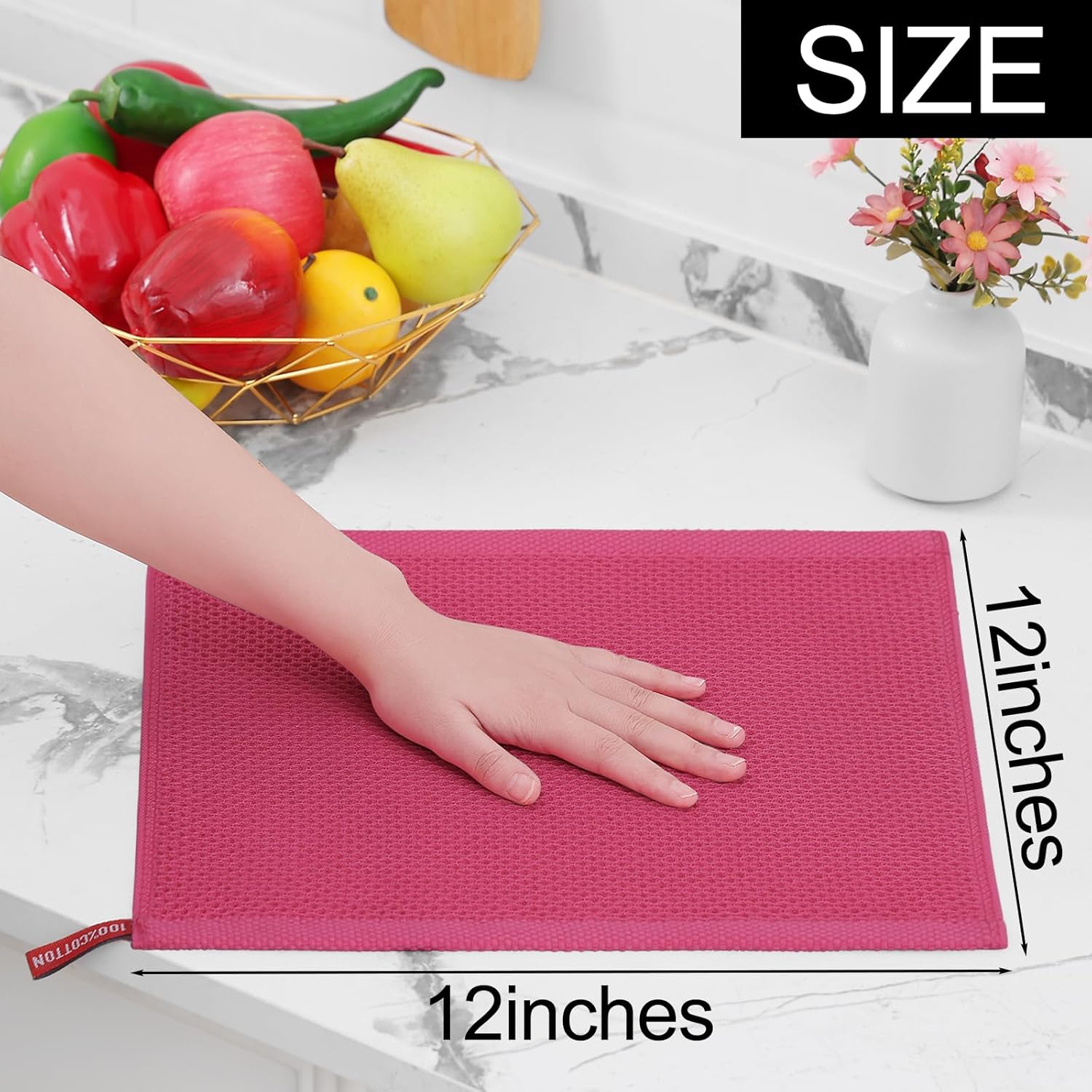 Homaxy 100% Cotton Waffle Weave Kitchen Dish Cloths, Ultra Soft Absorbent Quick Drying Dish Towels