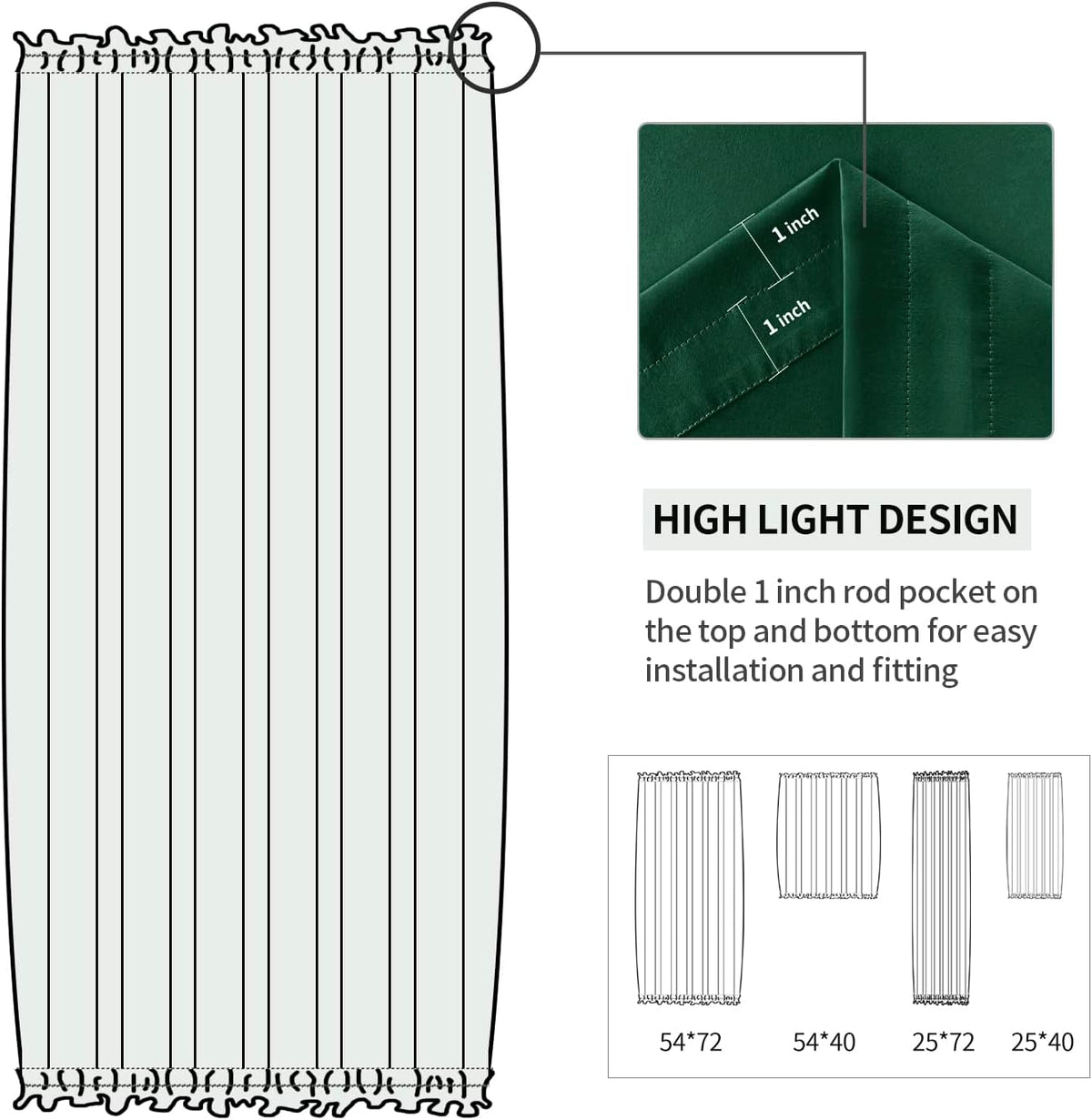 DWCN French Door Curtains – Rod Pocket Thermal Blackout Curtain for Window/Patio