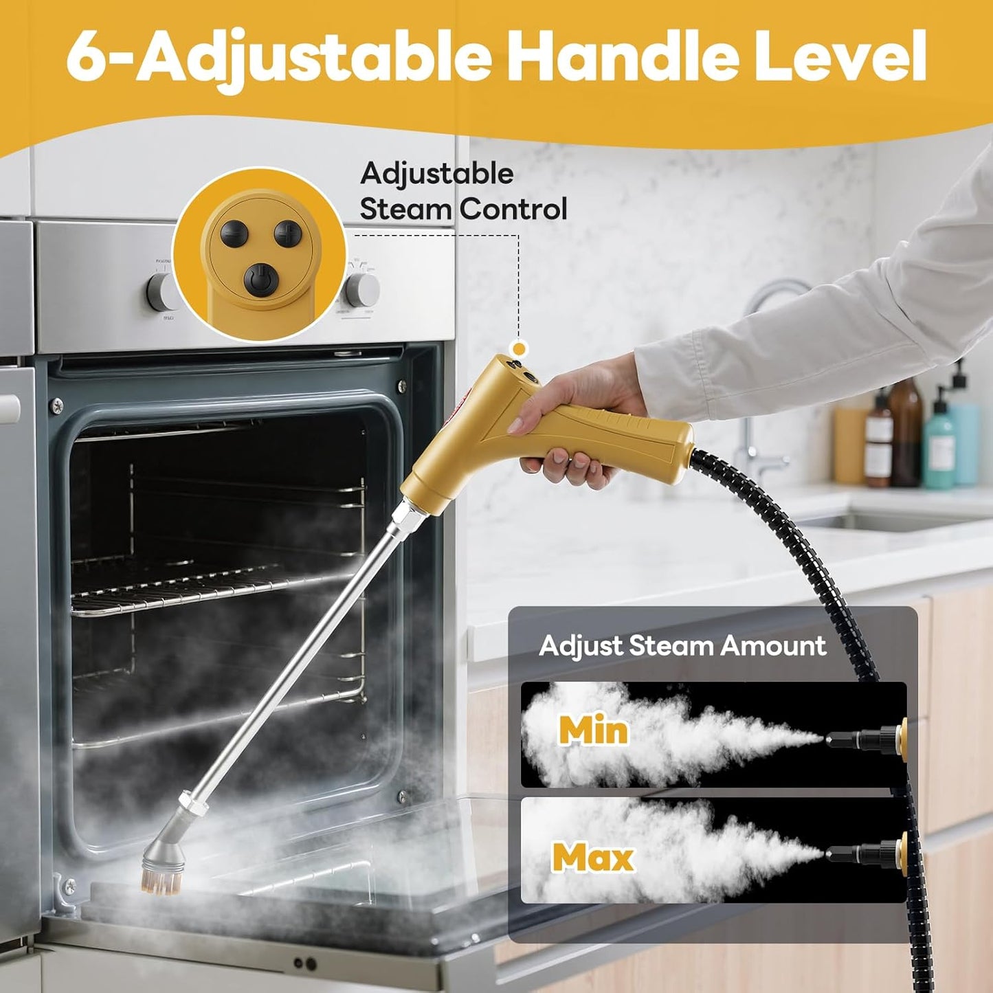 Handheld Steam Cleaner, 10s Fast Handheld Heating Steamer for Cleaning 15-in-1 High Pressure Steam
