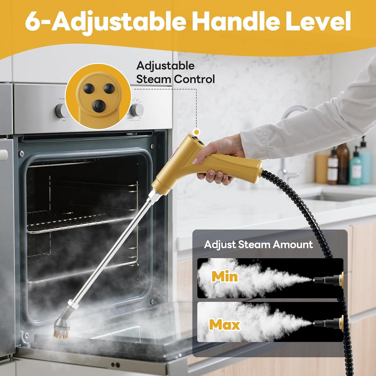 Handheld Steam Cleaner, 10s Fast Handheld Heating Steamer for Cleaning 15-in-1 High Pressure Steam