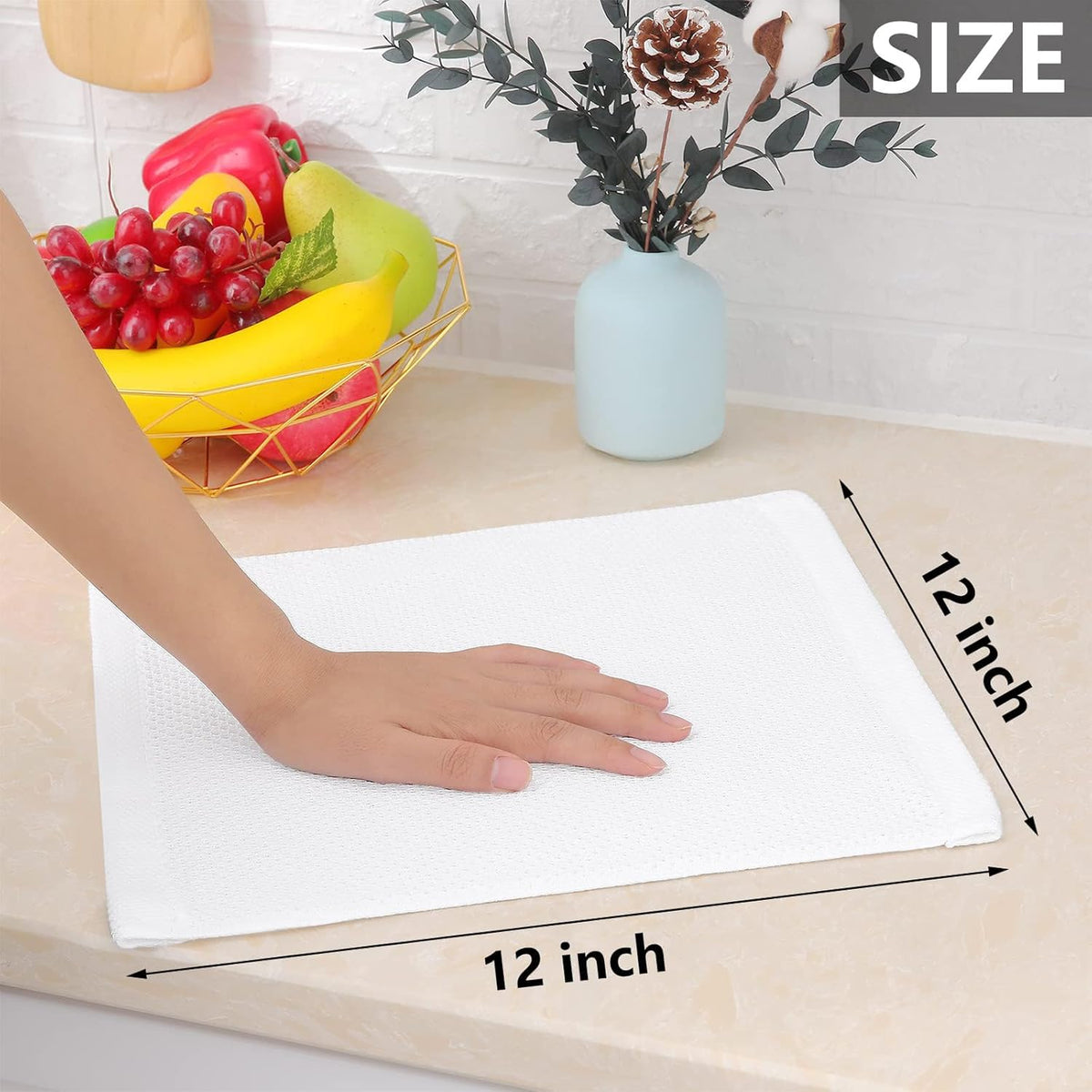Homaxy 100% Cotton Waffle Weave Kitchen Dish Cloths, Ultra Soft Absorbent Quick Drying Dish Towels