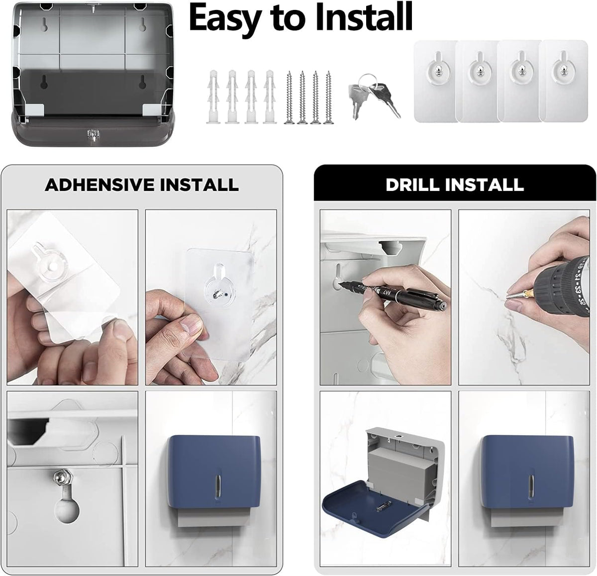 Commercial Paper Towel Dispenser Wall Mount Blue Pack of 2 Fits Multifold Paper Towels for Bathroom