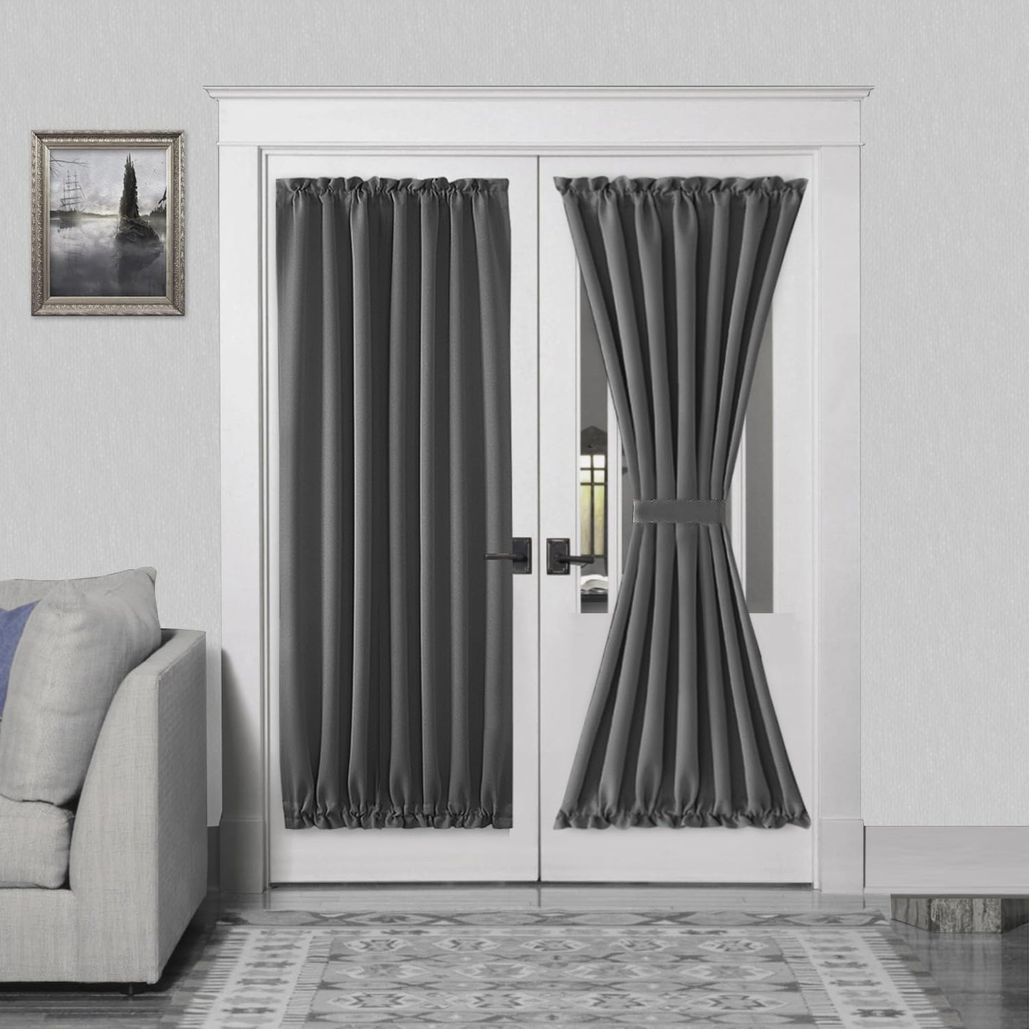 DWCN French Door Curtains – Rod Pocket Thermal Blackout Curtain for Doors with Glass Window