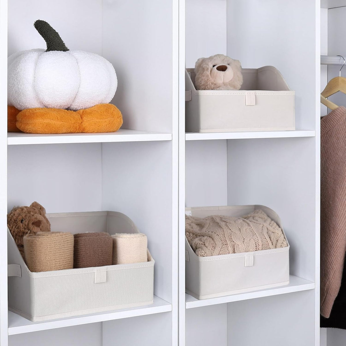 WUIKE Closet Storage Bins, Large Trapezoid Storage Boxes with Handles, Fabric Storage Baskets for