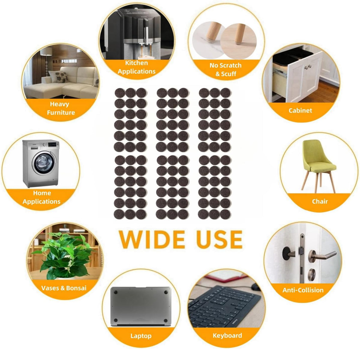 Furnigear Felt Furniture Pads for Hardwood Floors - Self Adhesive Chair Felt Pad, Floor Protector