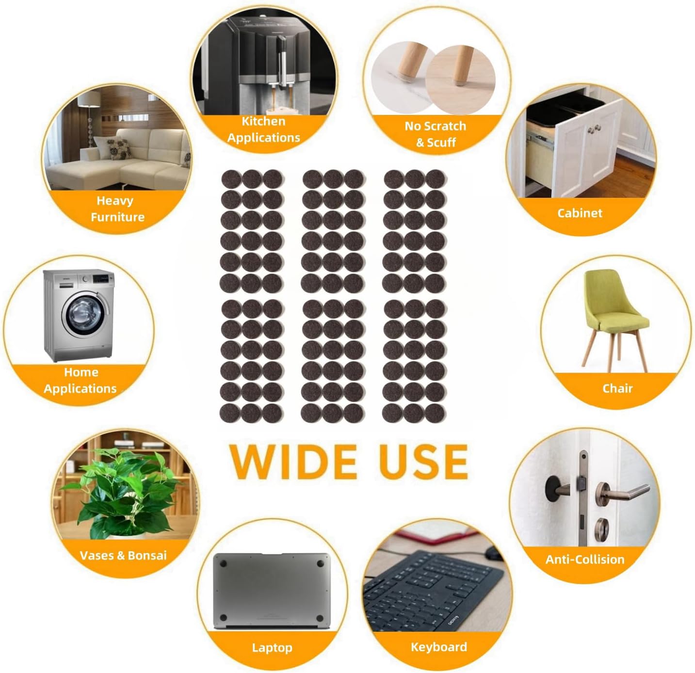 Furnigear Felt Furniture Pads for Hardwood Floors - Self Adhesive Chair Felt Pad, Floor Protector