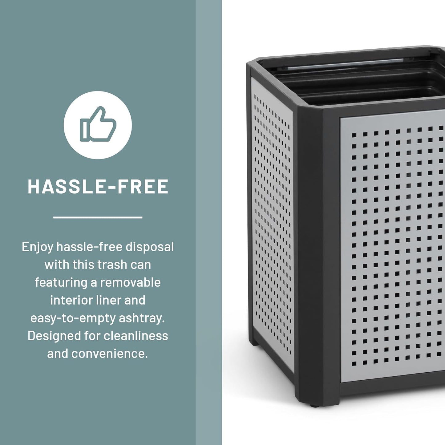 Safco Evos Steel Trash Can, 15 Gallons, Indoor and Outdoor Use, Heavy Duty Garbage Can with Plastic