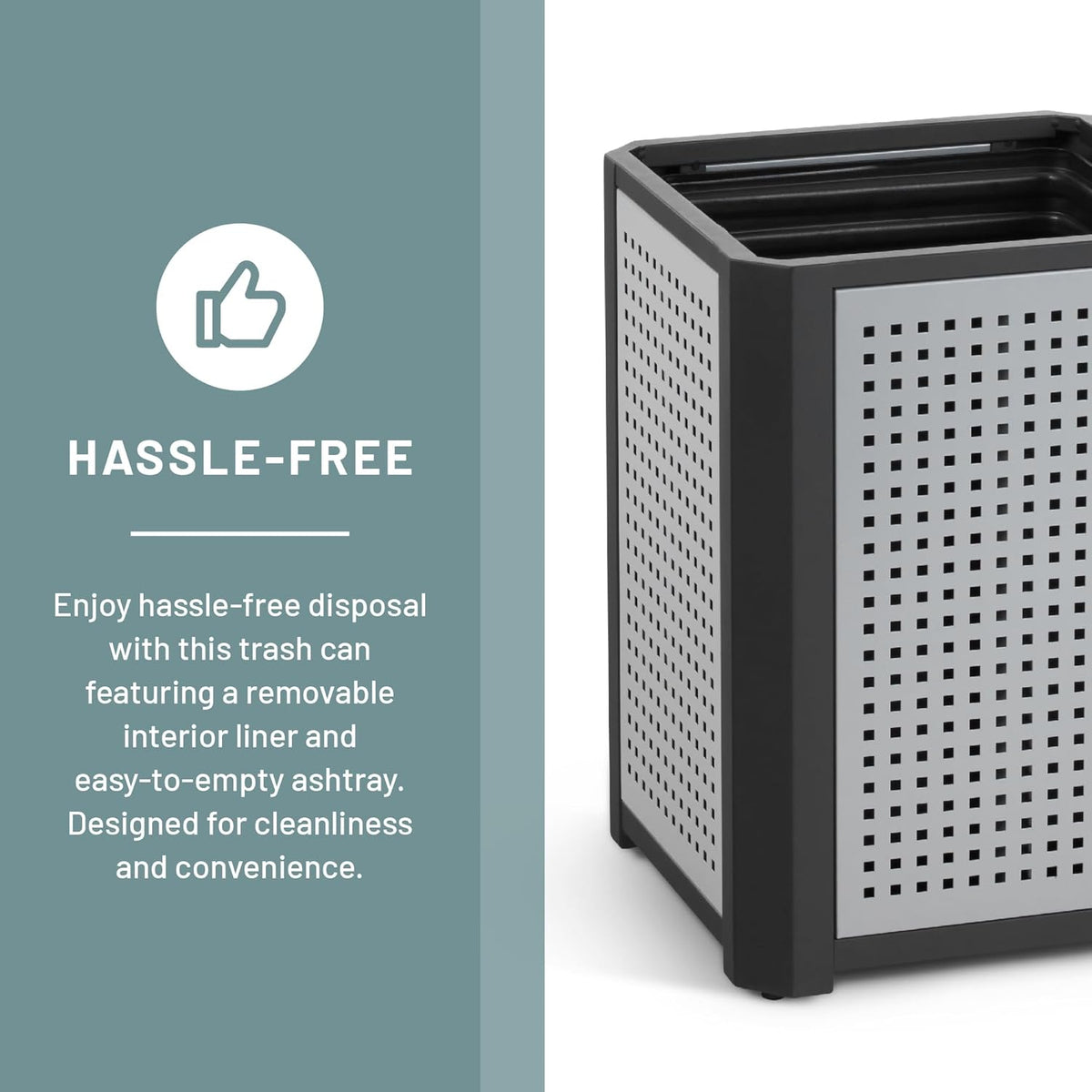 Safco Evos Steel Trash Can, 15 Gallons, Indoor and Outdoor Use, Heavy Duty Garbage Can with Plastic