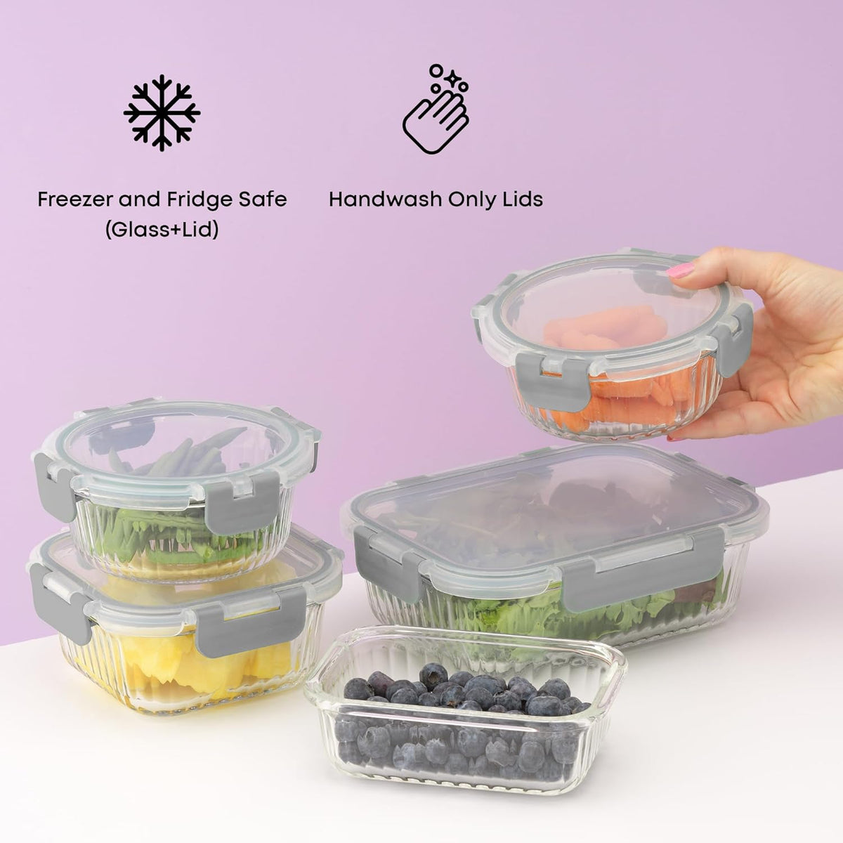 JoyJolt 24pc Borosilicate Glass Storage Containers with Lids | 12 Airtight/Freezer Safe Food
