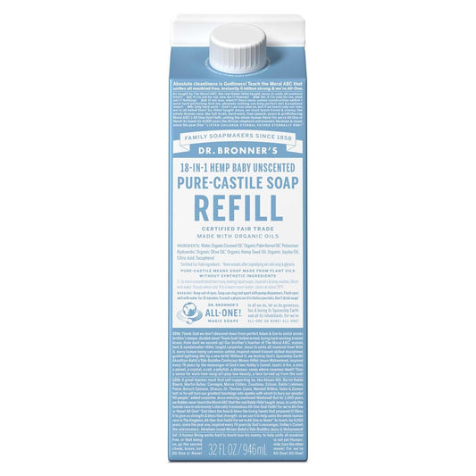 Dr. Bronner's Pure-Castile Liquid Soap Refill - Made with Regenerative Organic Certified Oils, 86%