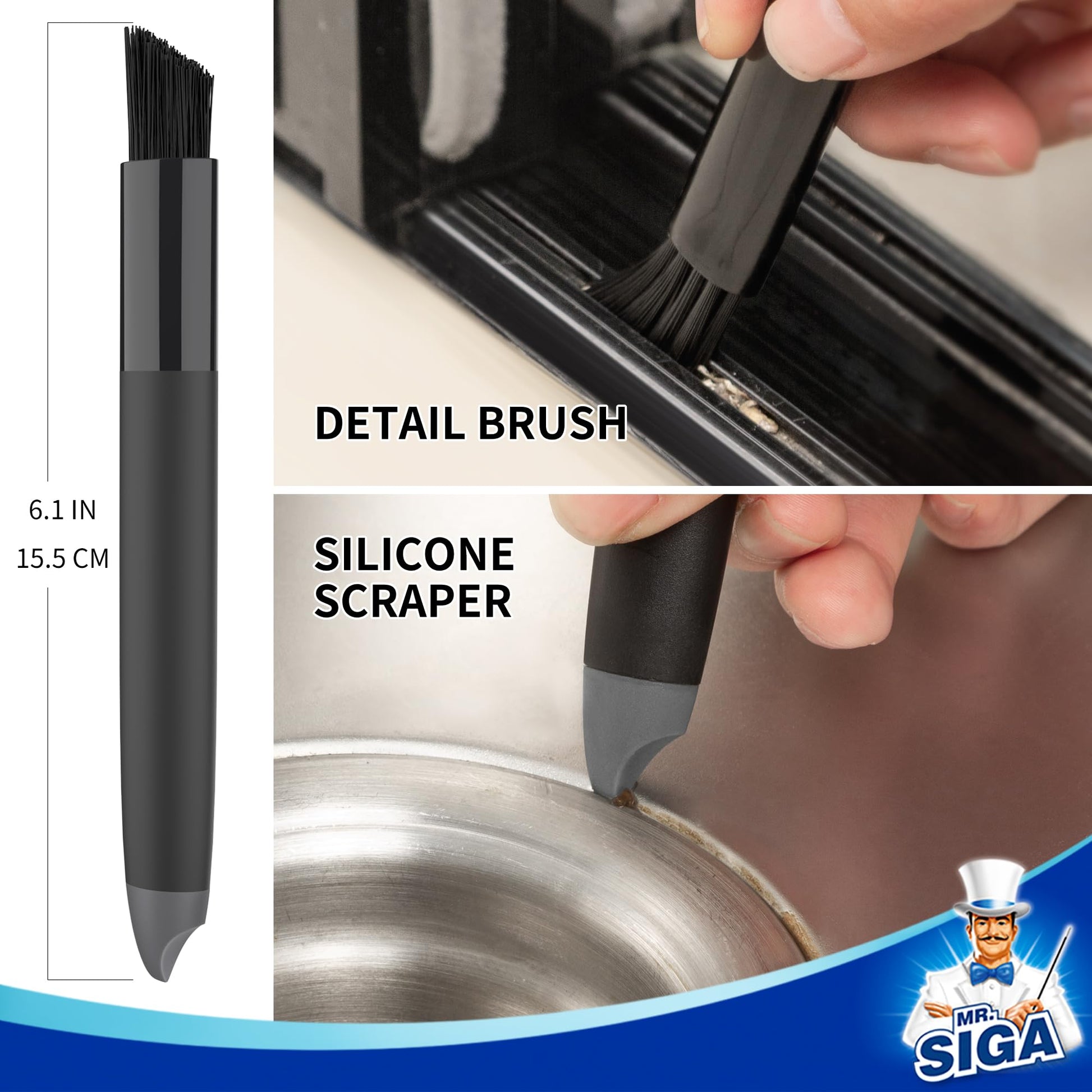 MR.SIGA Grout Cleaner Brush Set, Detail Cleaning Brush Set for Tiles – view 5