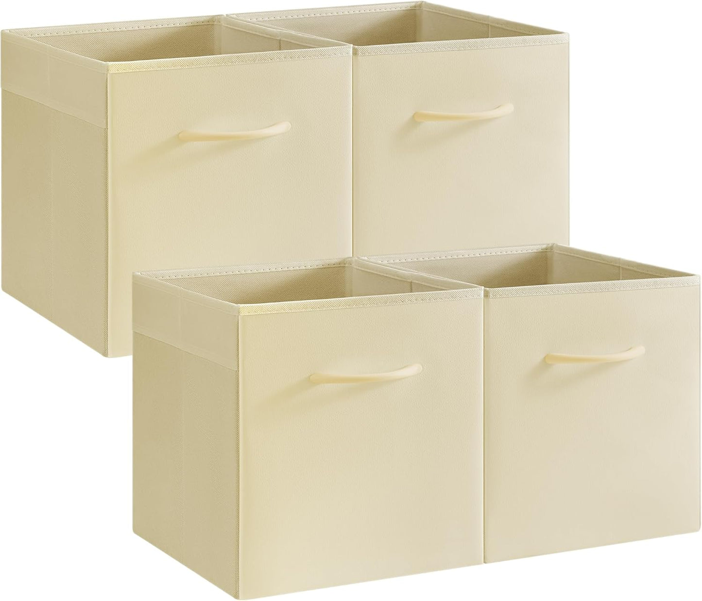 StorageWorks Beige Storage Cubes, 11 Inch Cube Storage Bins with Handle, Cube Storage Organizer