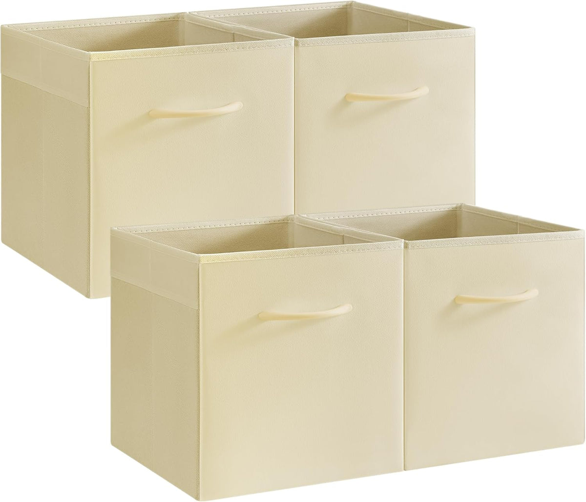 StorageWorks Beige Storage Cubes, 11 Inch Cube Storage Bins with Handle, Cube Storage Organizer