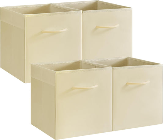 StorageWorks Beige Storage Cubes, 11 Inch Cube Storage Bins with Handle, Cube Storage Organizer