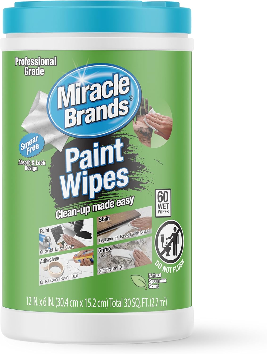 MiracleWipes for Paint Prep & Cleanup, Remove Tough Grime Build-Up, Wet Paint, Caulking, Epoxy