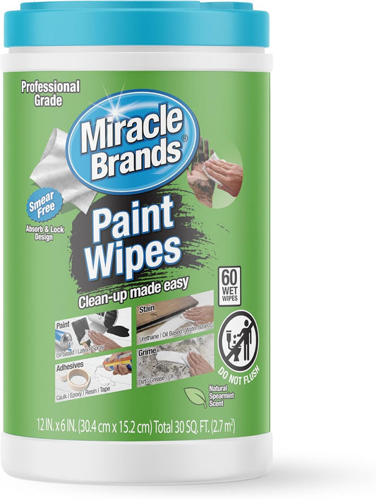 MiracleWipes for Paint Prep & Cleanup, Remove Tough Grime Build-Up, Wet Paint, Caulking, Epoxy