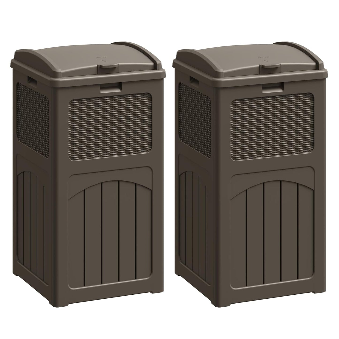 Flamaker 30 Gallon Trash Can, Resin Outdoor Garbage Can with Lid, Waterproof Hideaway Patio Waste