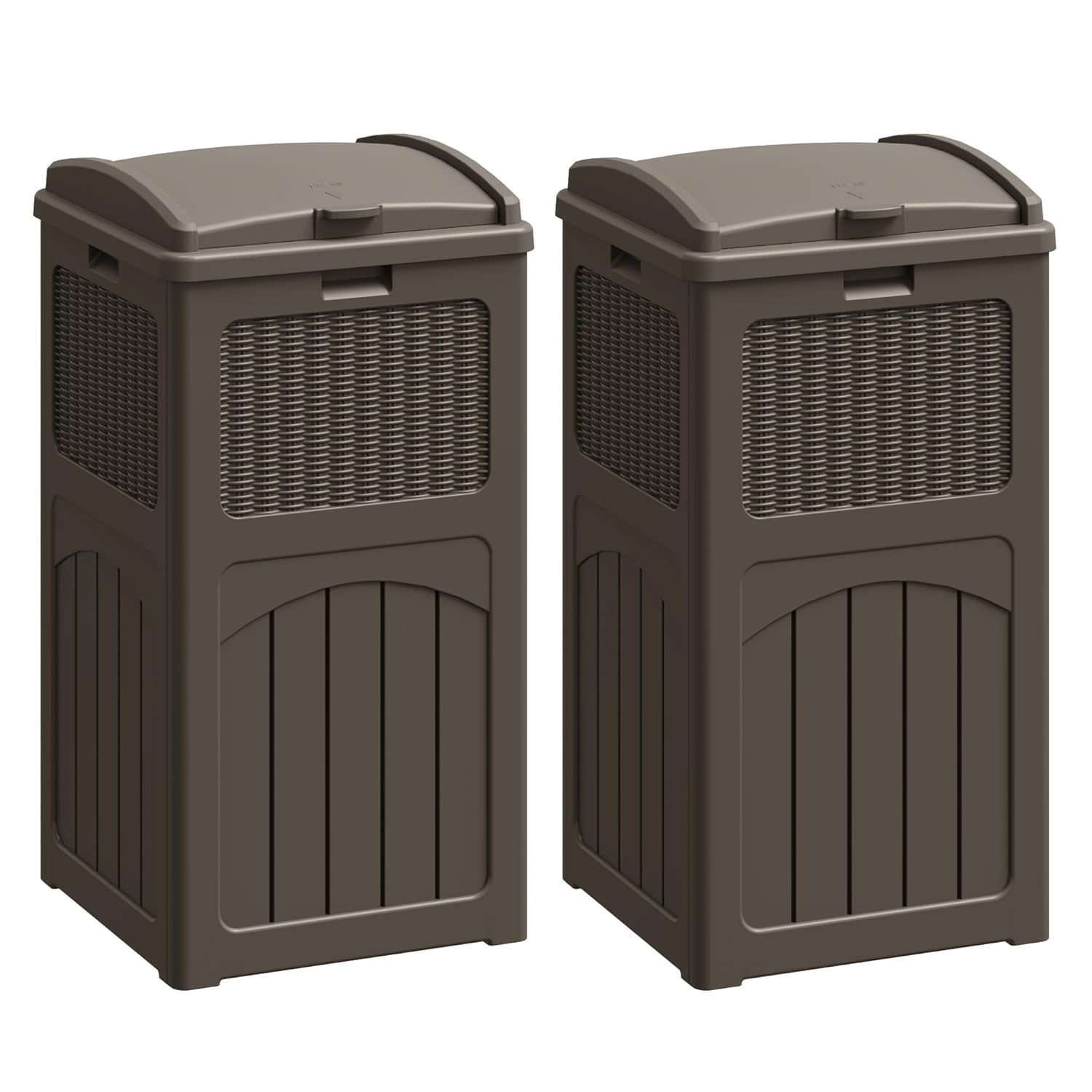 Flamaker 30 Gallon Trash Can, Resin Outdoor Garbage Can with Lid, Waterproof Hideaway Patio Waste