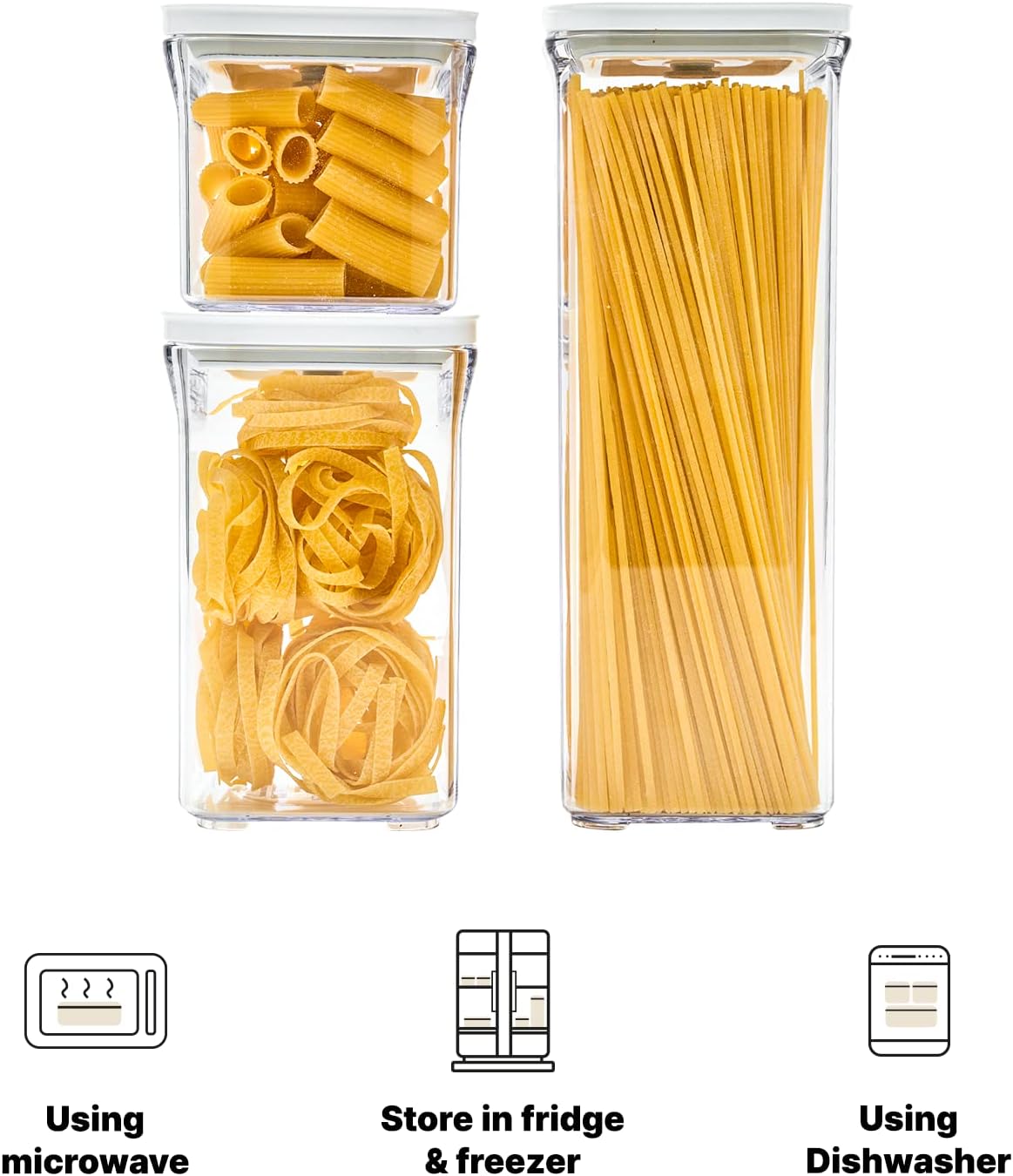VAKUEN Premium Airtight Food Storage Containers, Square-S 3PC-SET, Smart One-Click Seal Lid, No