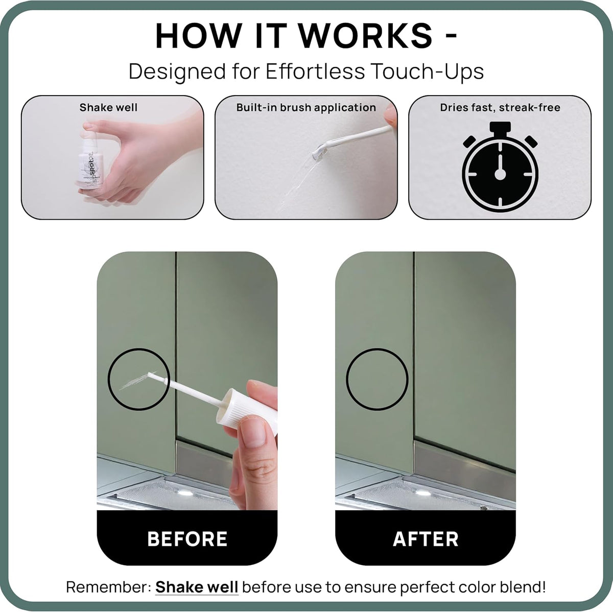 spot. Touch-Up Paint | Matte Finish for Cabinets, Walls, Doors & Furniture | Multi-Tone Green